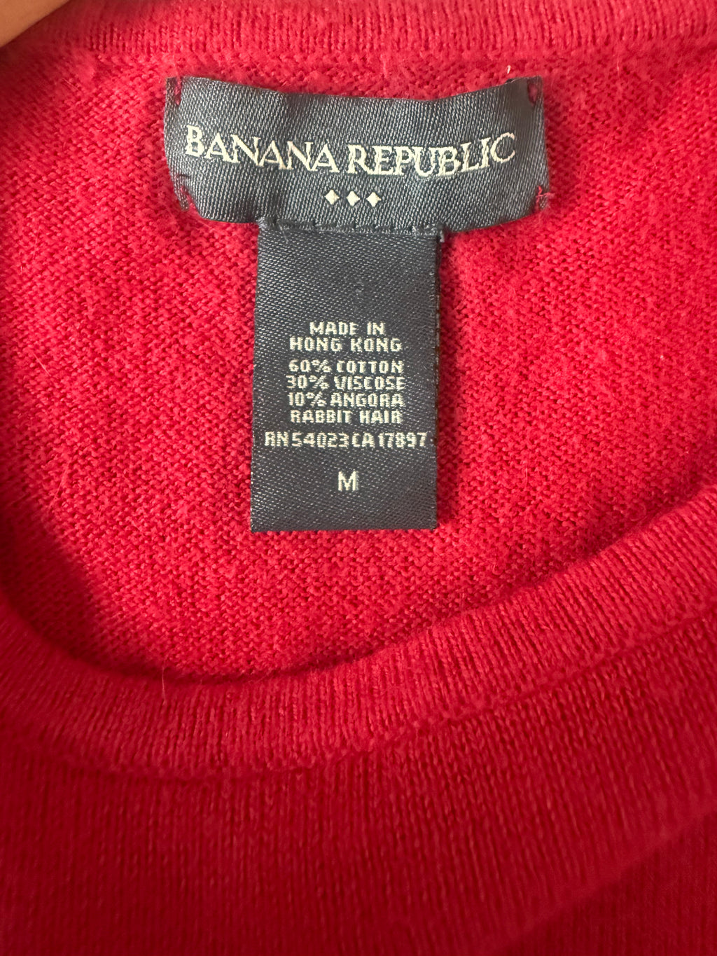Banana Republic 60% Cotton 30% Viscose 10% Angora Rabbit Hair M Red Knit Tank Top