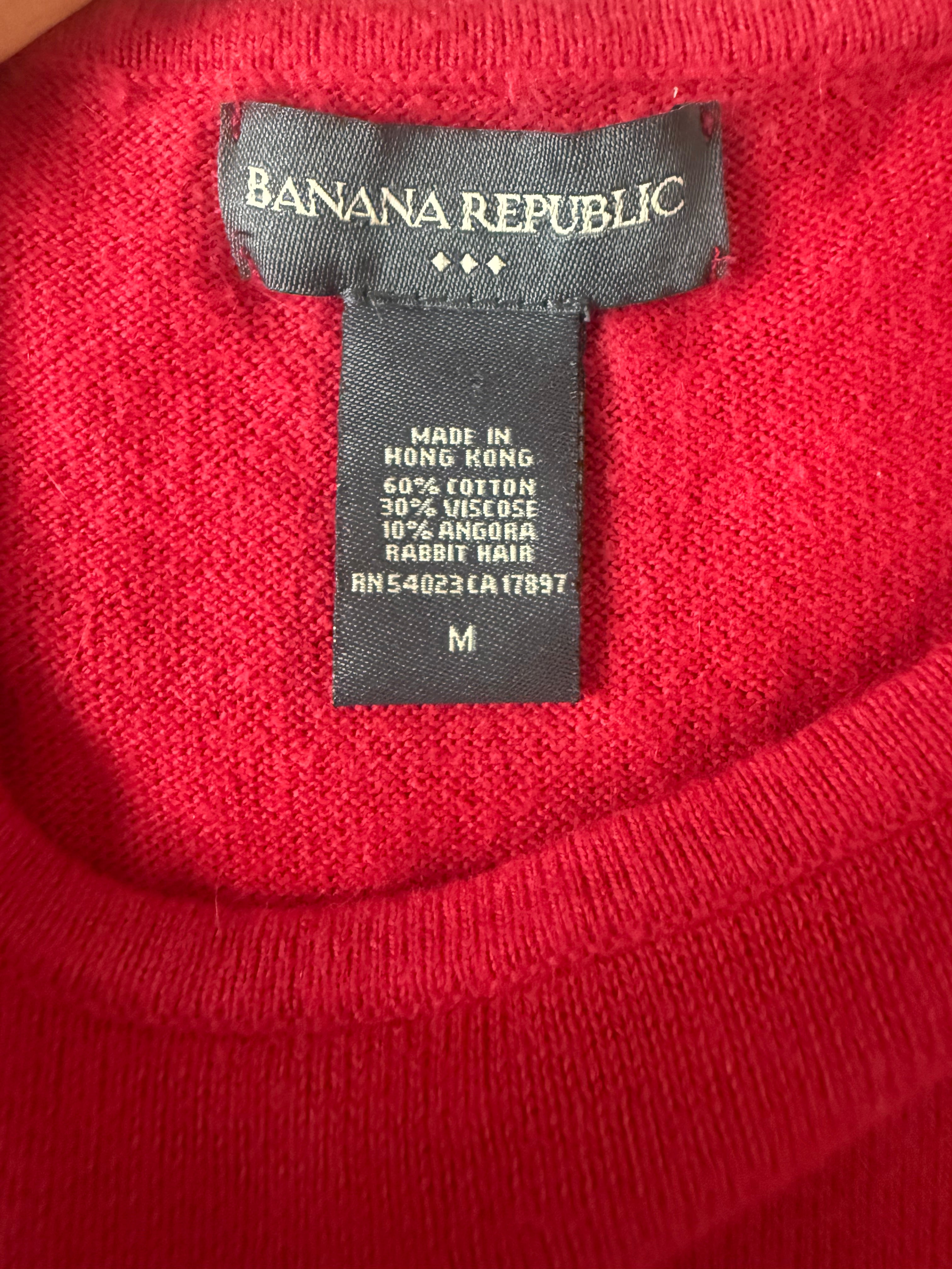 Banana Republic 60% Cotton 30% Viscose 10% Angora Rabbit Hair M Red Knit Tank Top
