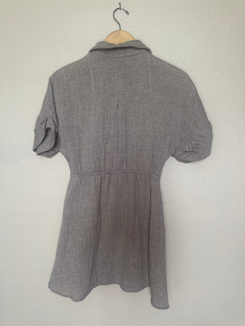 By Together 75% Linen 25% Cotton S Beige Collared Button Down Dress