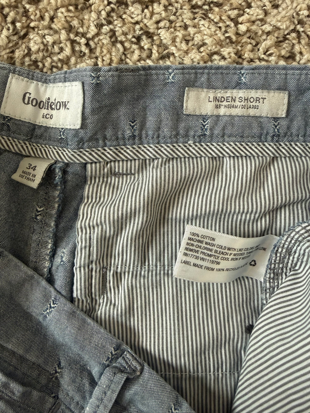 Goodfellow 100% Cotton Size 34 Linden Short Denim Shorts