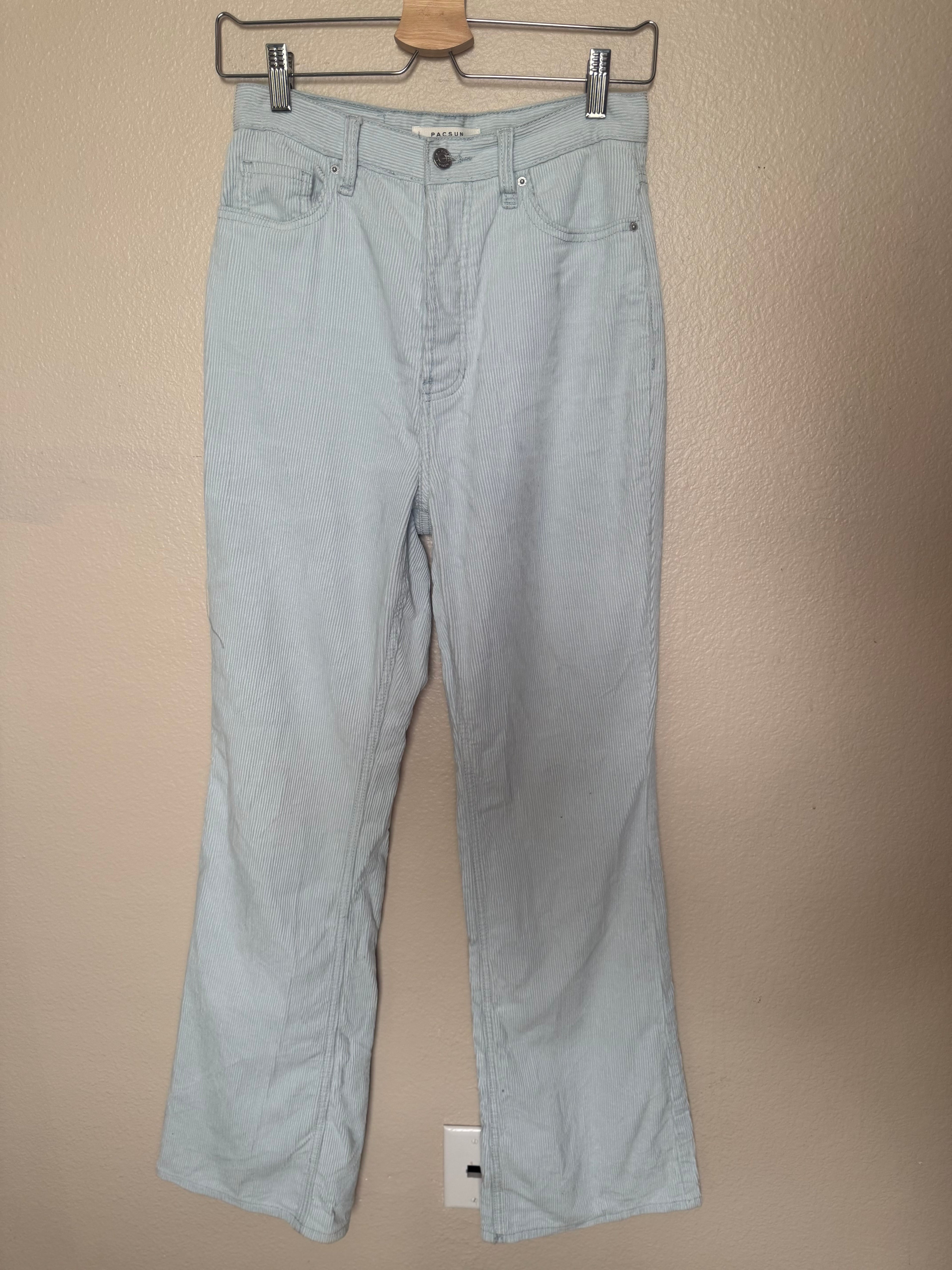 Pacsun 100% Cotton Size 27 Light Blue High Rise Bootcut Light Blue Corduroy Pants