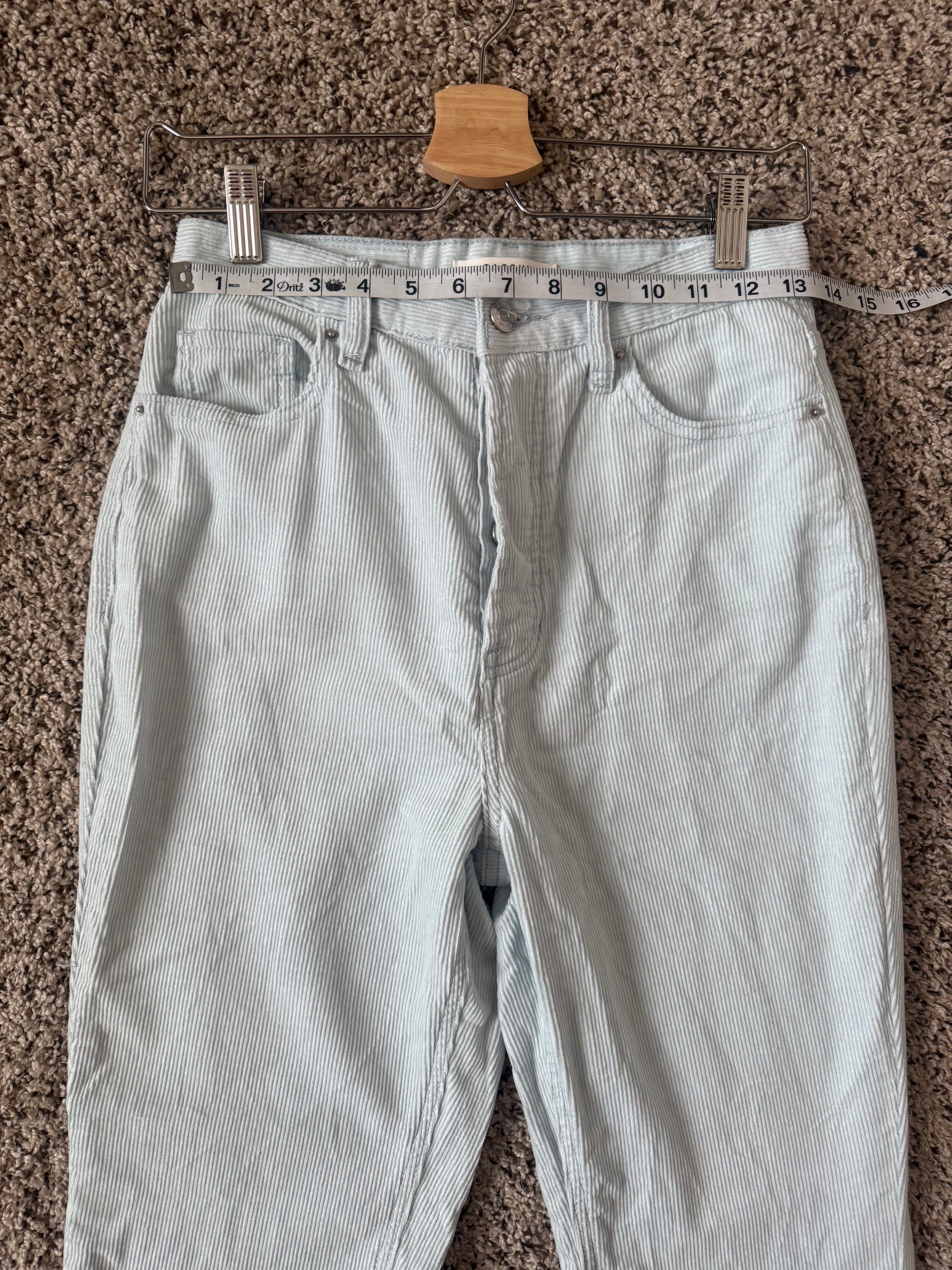 Pacsun 100% Cotton Size 27 Light Blue High Rise Bootcut Light Blue Corduroy Pants