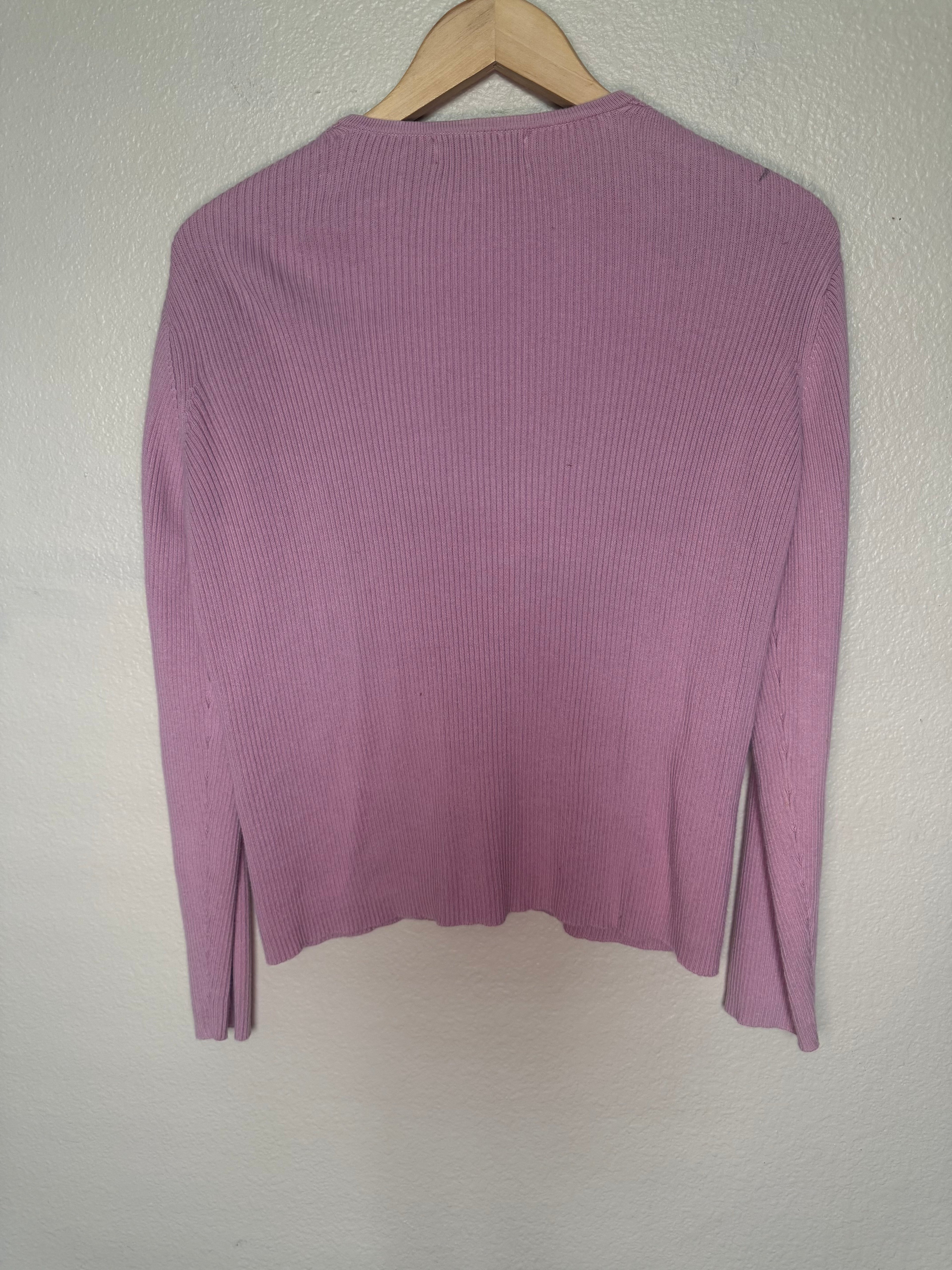 Petite Sophisticate 100% Cotton M Light Pink Long Sleeve Cardigan