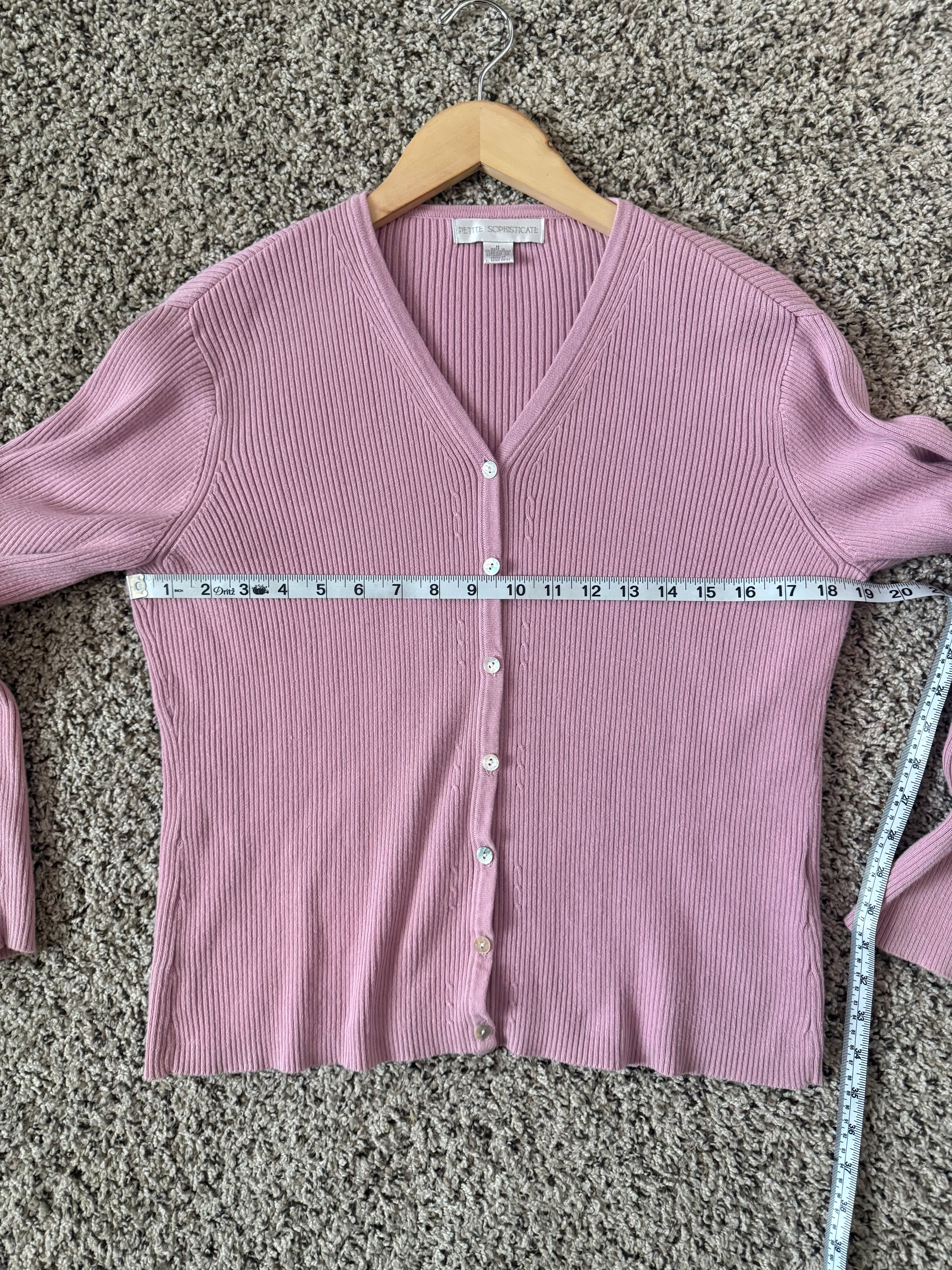 Petite Sophisticate 100% Cotton M Light Pink Long Sleeve Cardigan