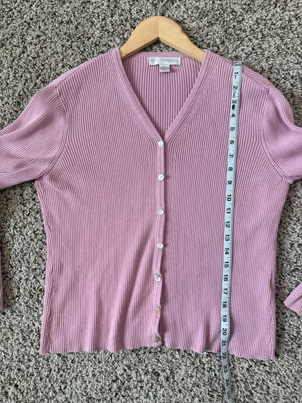 Petite Sophisticate 100% Cotton M Light Pink Long Sleeve Cardigan