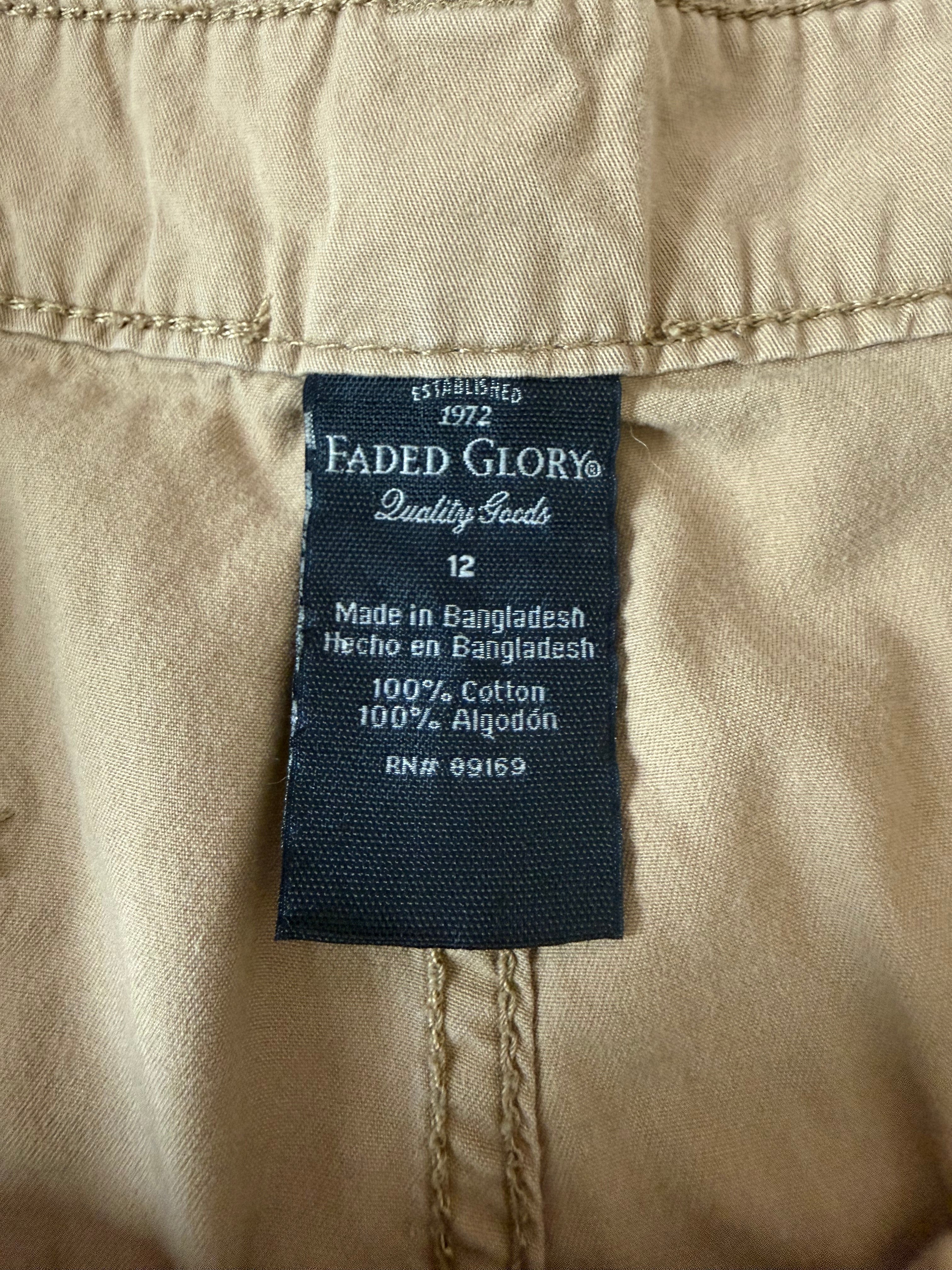 Faded Glory 100% Cotton Size 12 Khaki Mid-Thigh Shorts