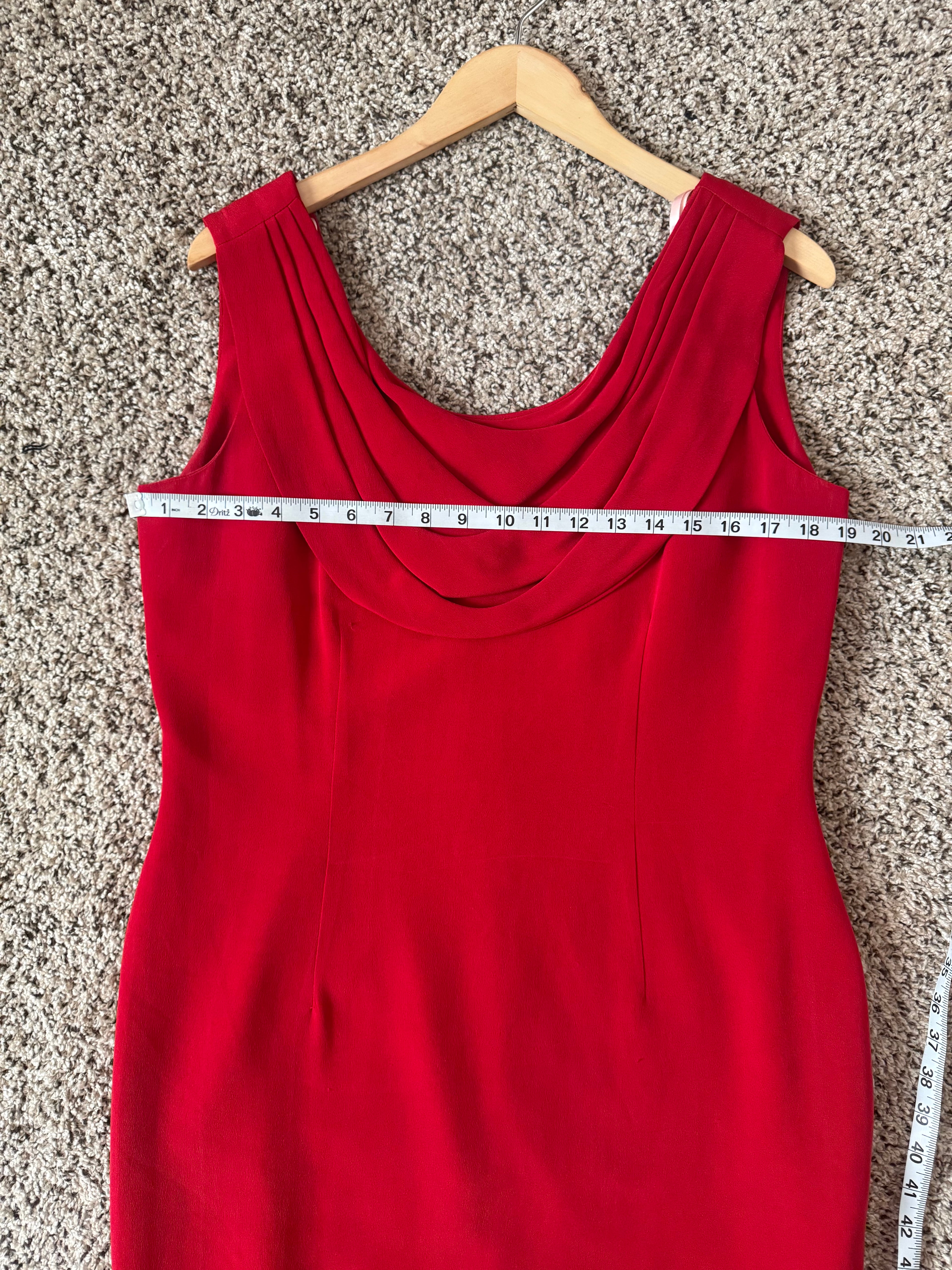 Spenser Jeremy 100% Silk Size 12 Red Cowl Neck Tank Dress