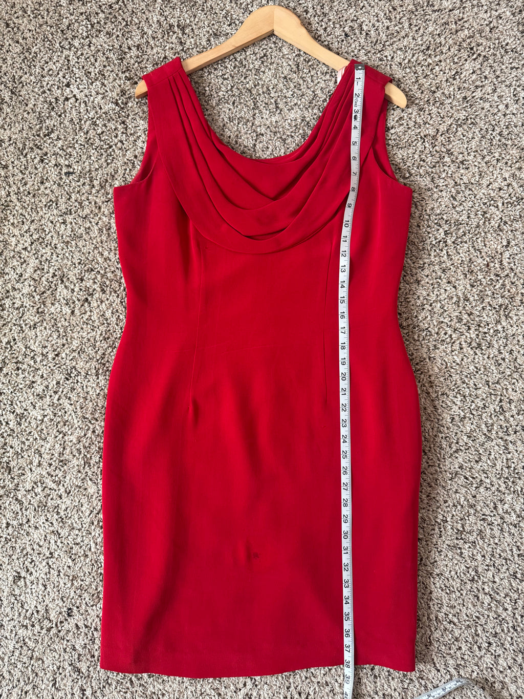 Spenser Jeremy 100% Silk Size 12 Red Cowl Neck Tank Dress