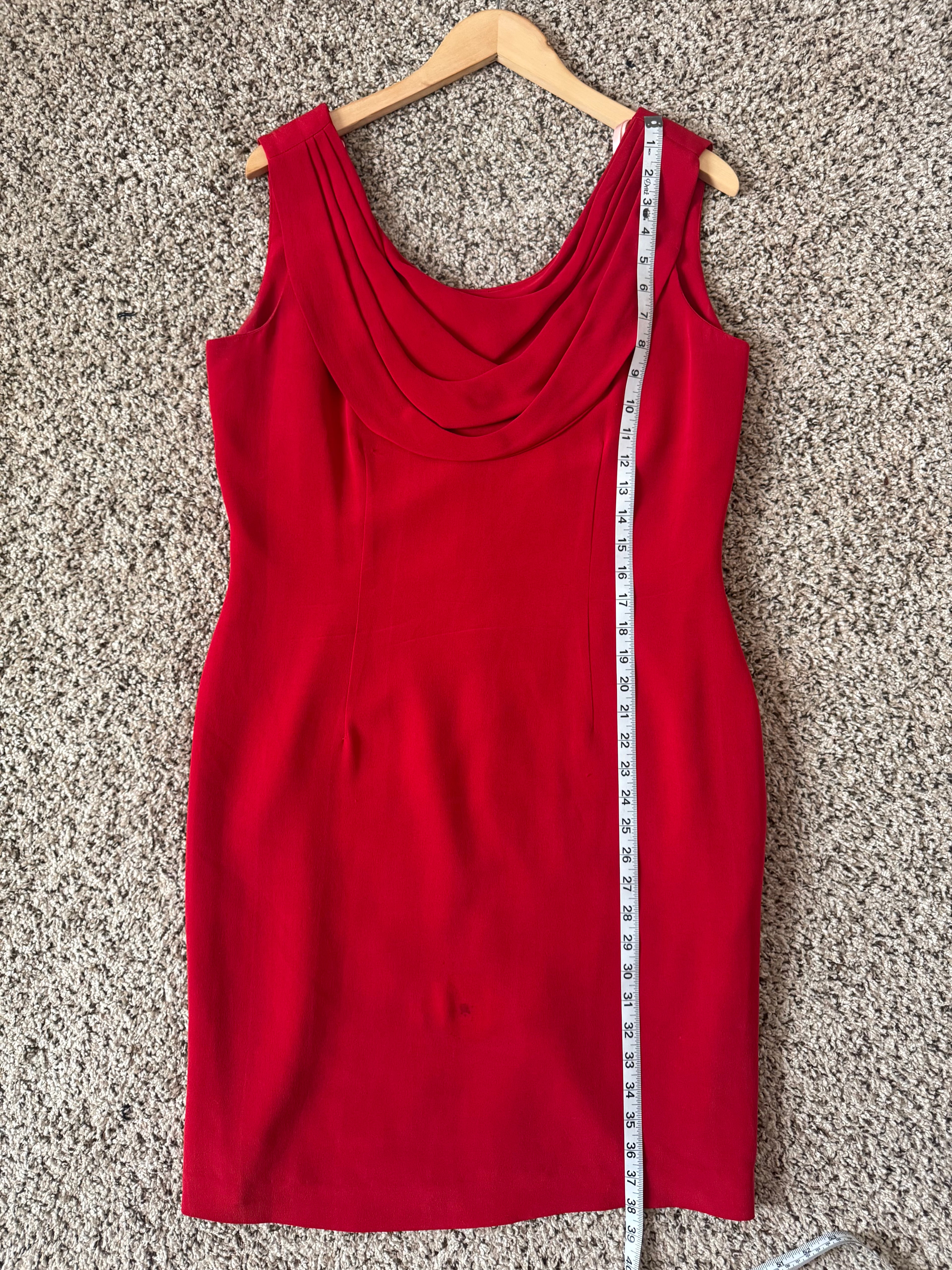 Spenser Jeremy 100% Silk Size 12 Red Cowl Neck Tank Dress