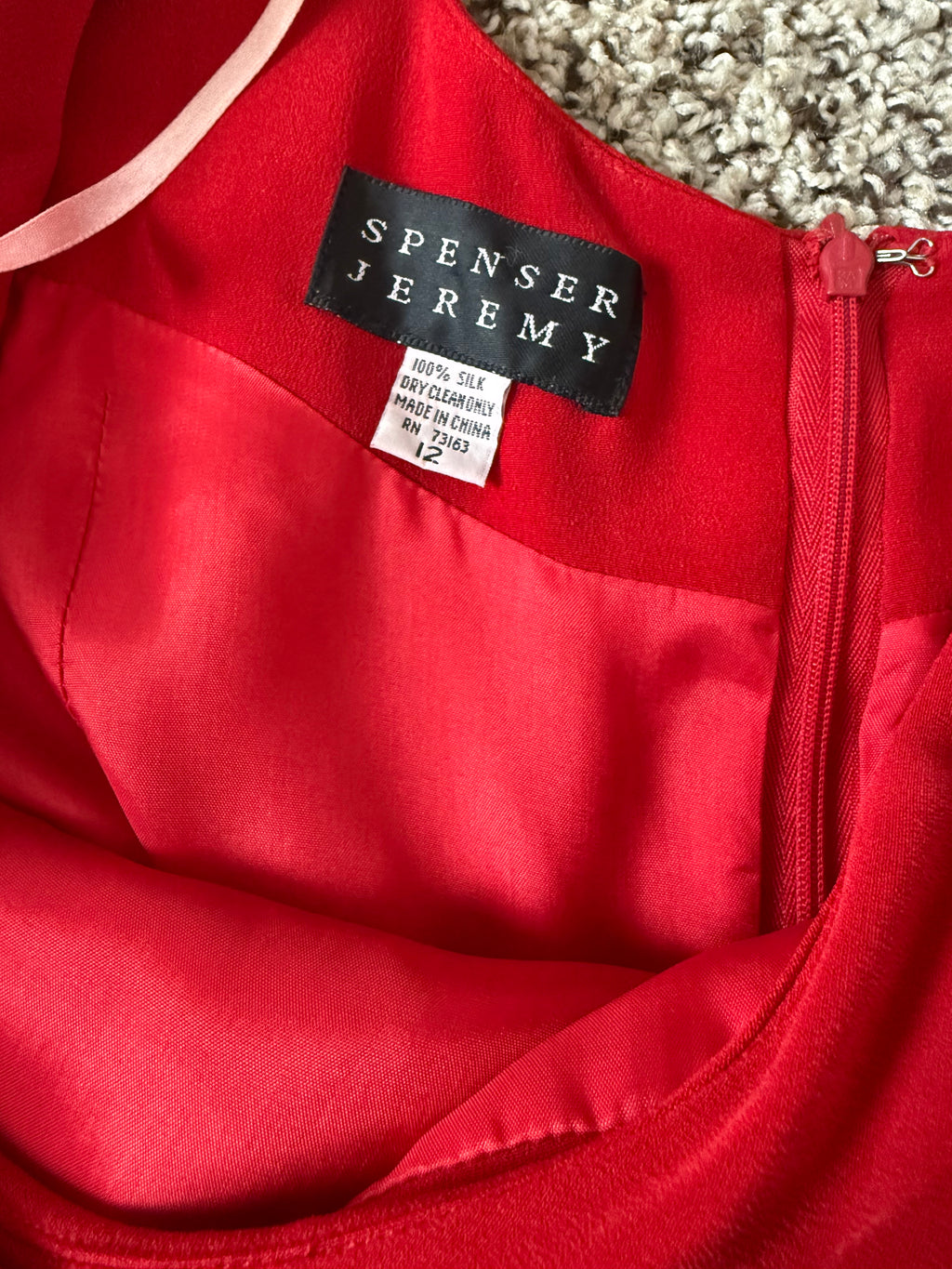 Spenser Jeremy 100% Silk Size 12 Red Cowl Neck Tank Dress