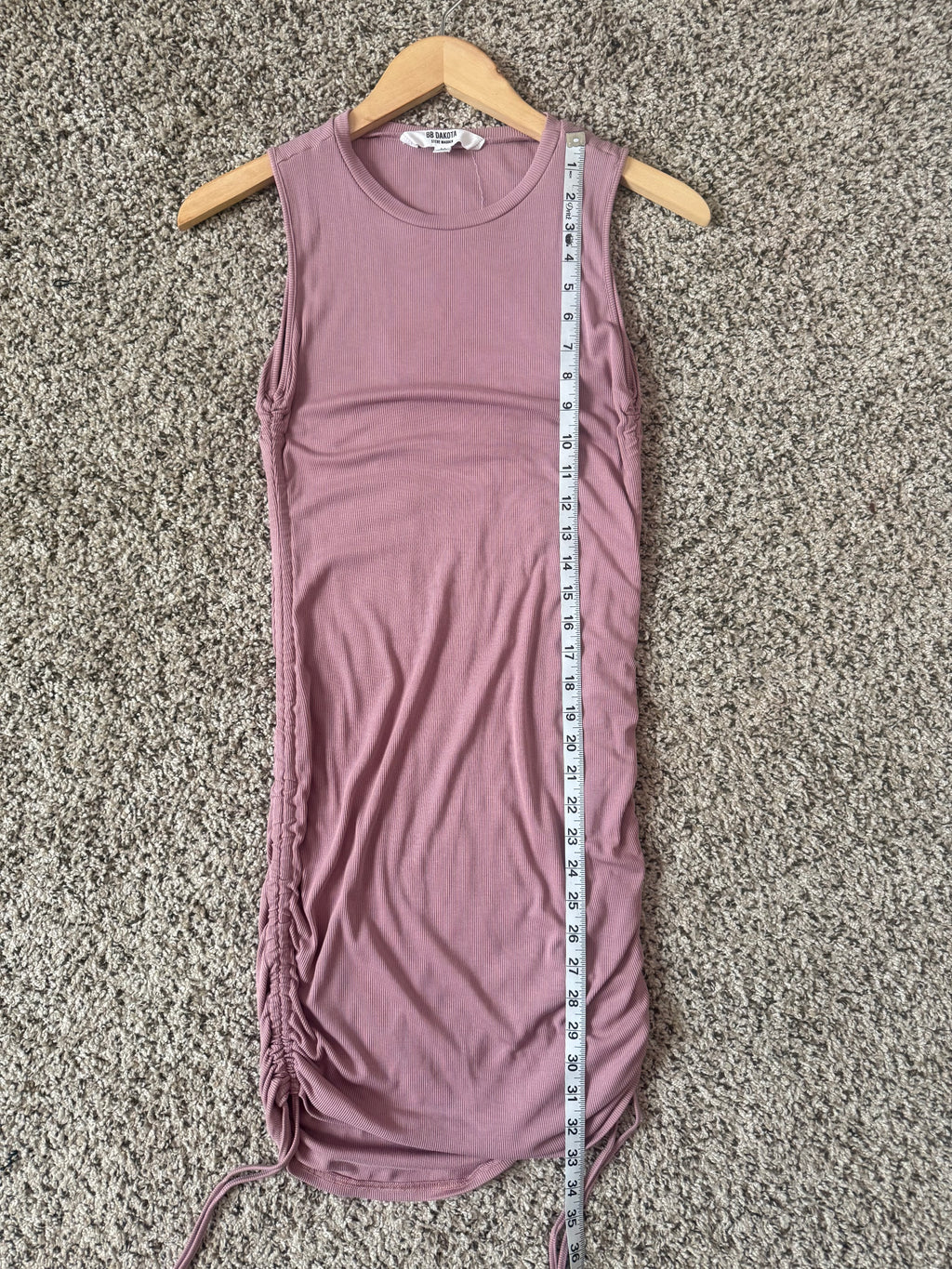 BB Dakota Steve Madden 93% Viscose 7% Spandex M Dusty Rose Scrunchy Tank Top Dress