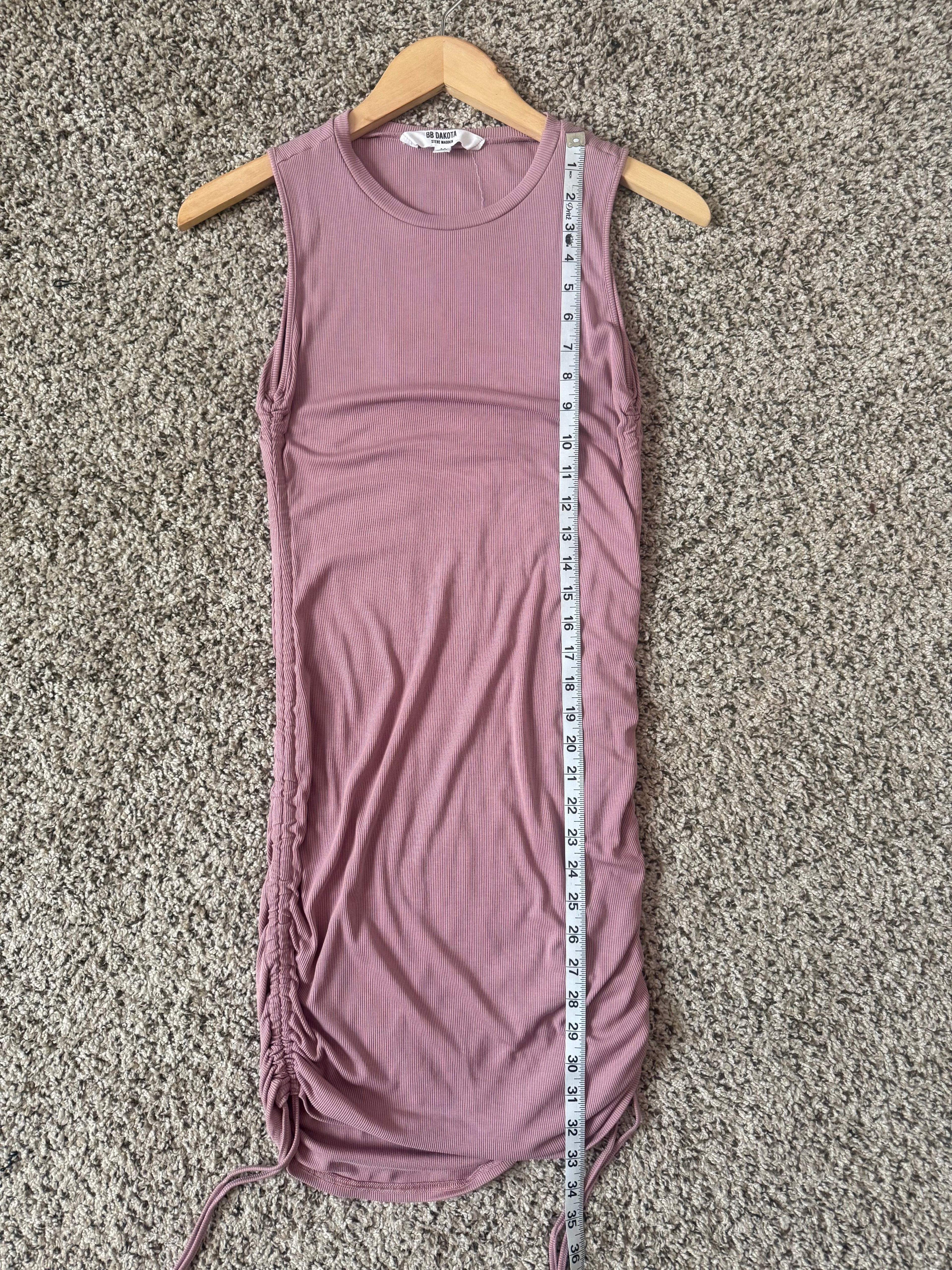BB Dakota Steve Madden 93% Viscose 7% Spandex M Dusty Rose Scrunchy Tank Top Dress