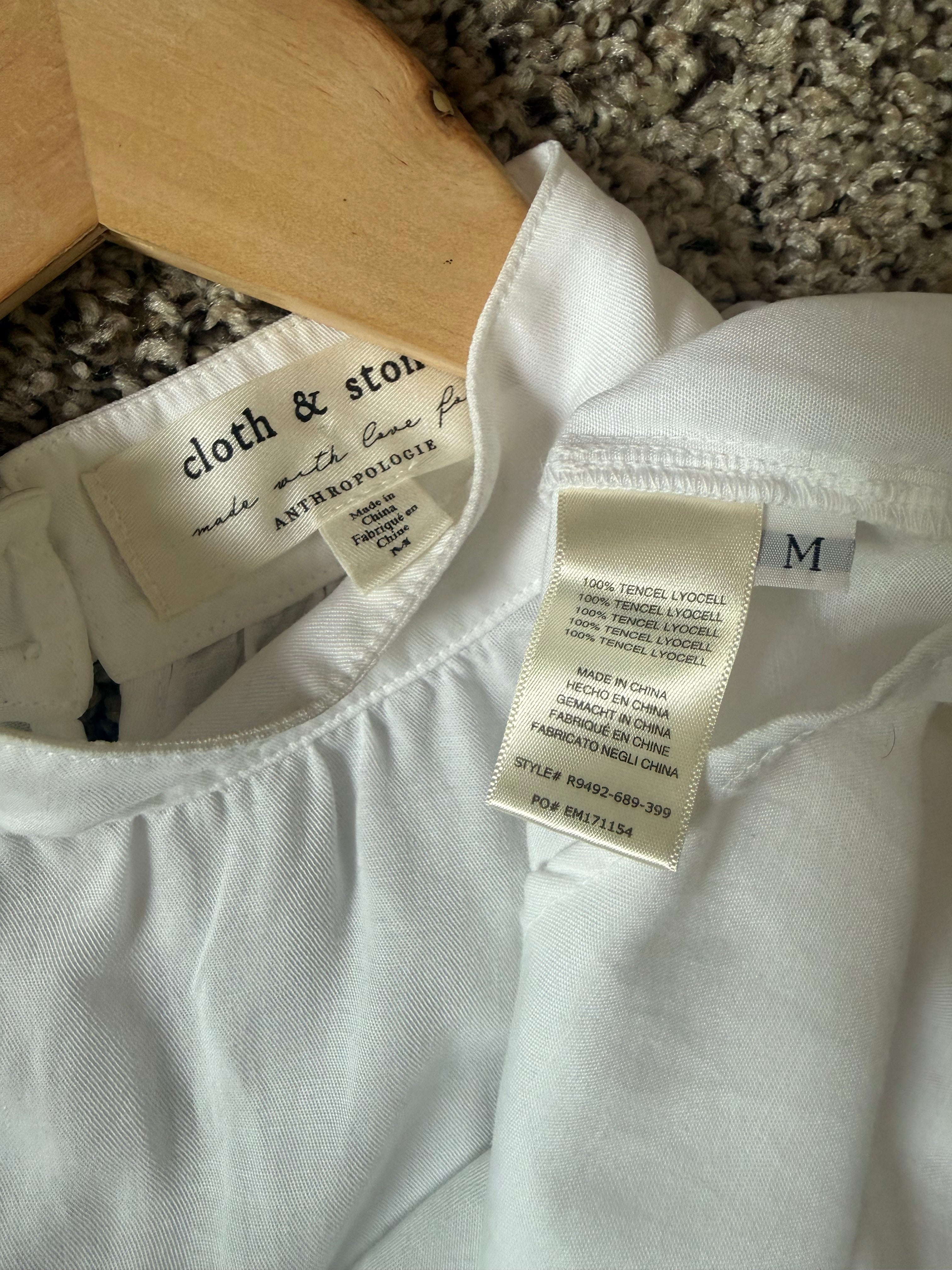 Cloth & Stone Anthropologie 100% Tencel Lyocell M White Mock Neck Tank Top