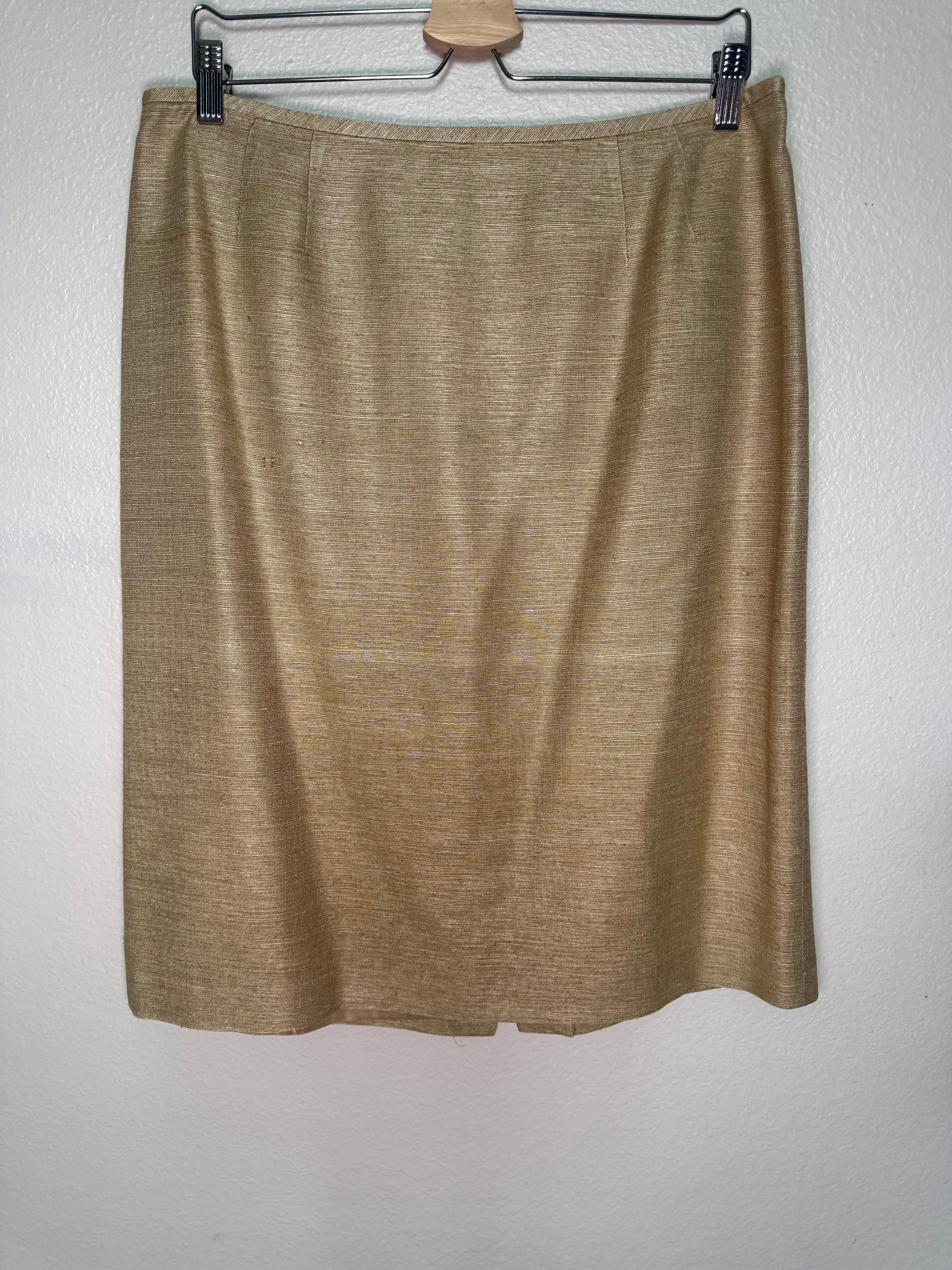 Kasper 100% Silk Size 14 Beige Pencil Skirt