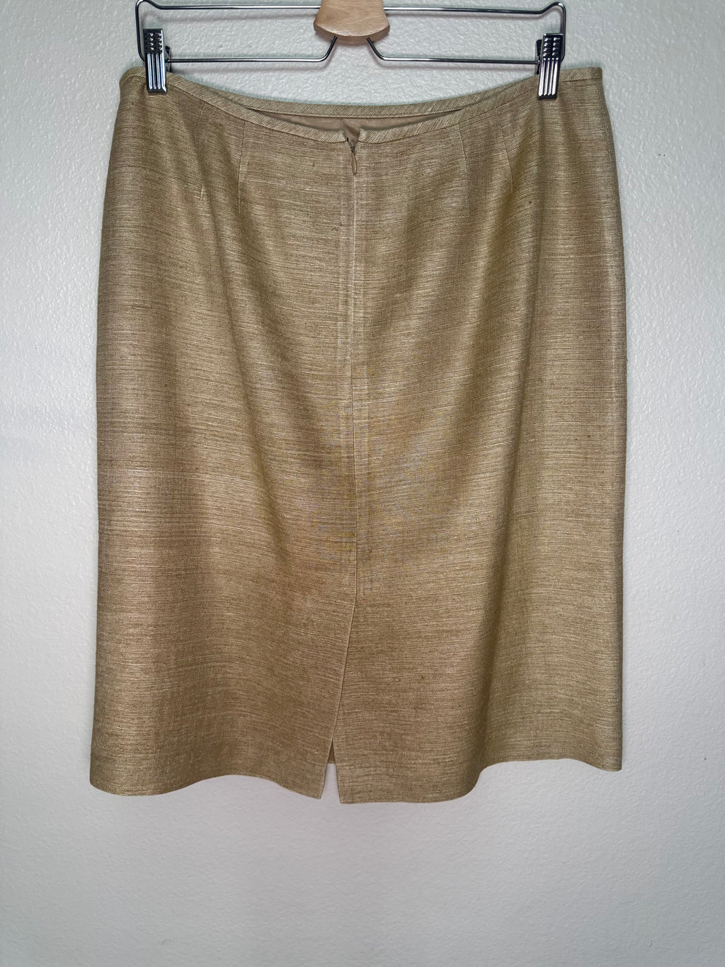 Kasper 100% Silk Size 14 Beige Pencil Skirt