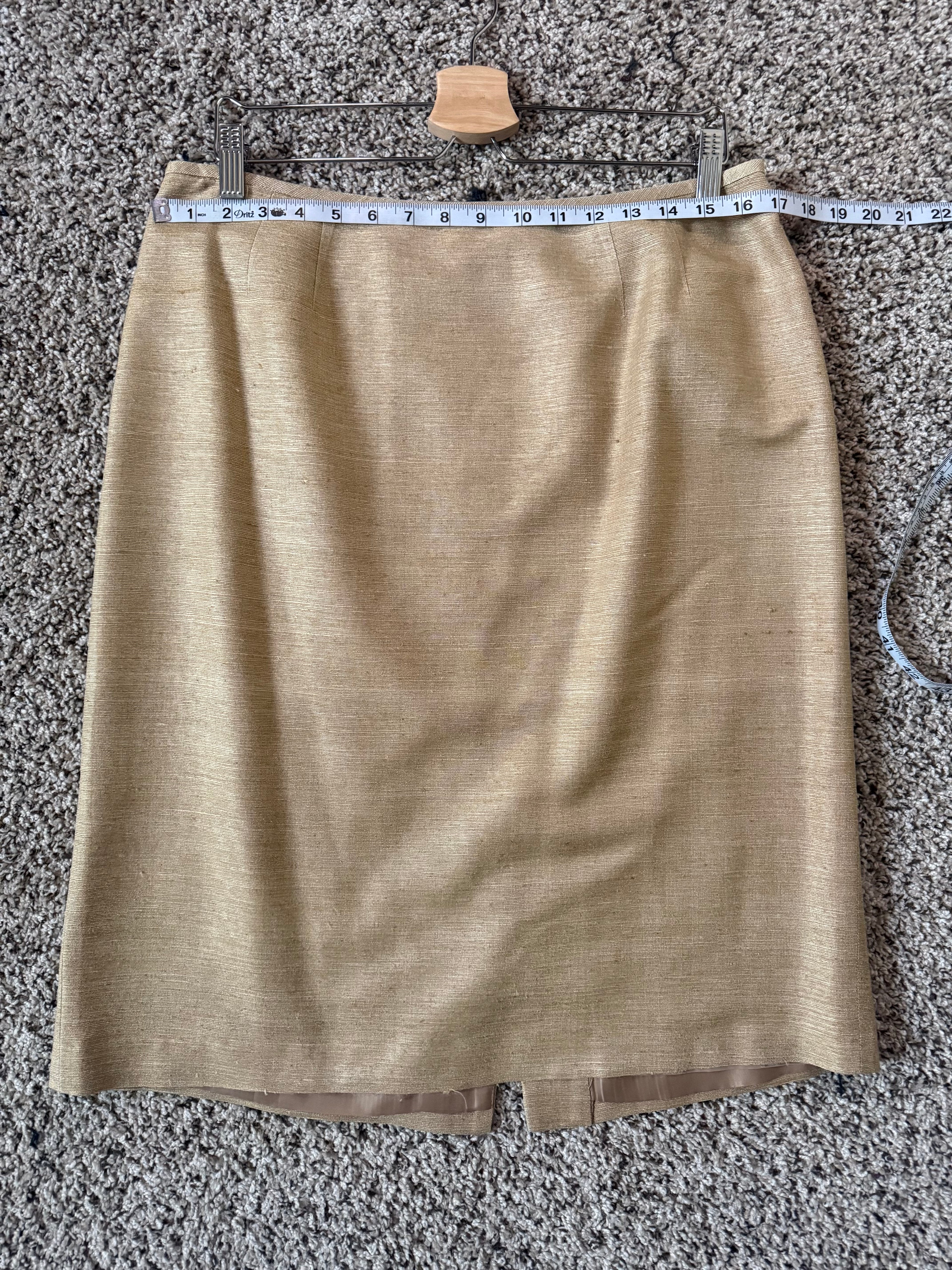 Kasper 100% Silk Size 14 Beige Pencil Skirt