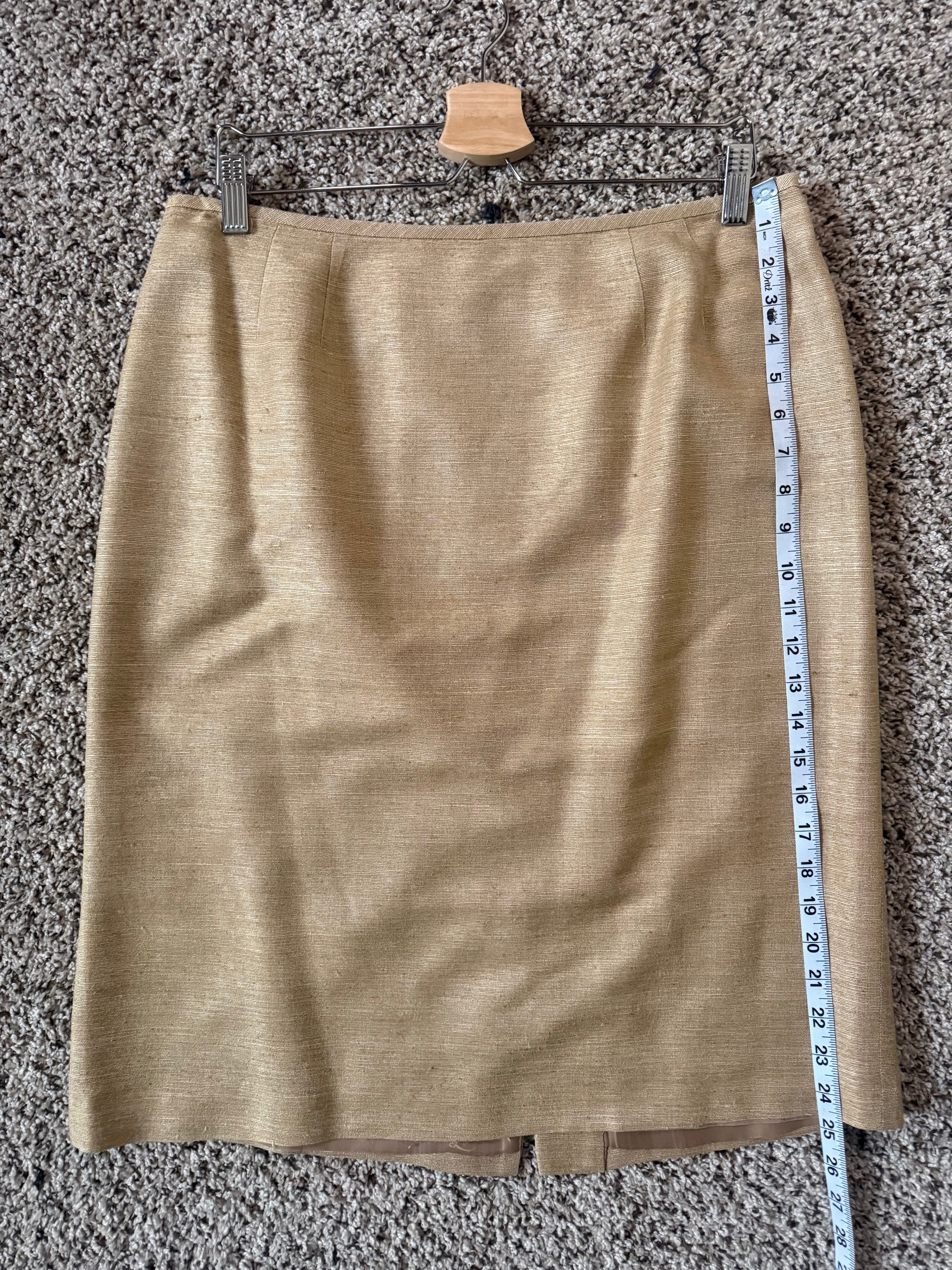 Kasper 100% Silk Size 14 Beige Pencil Skirt