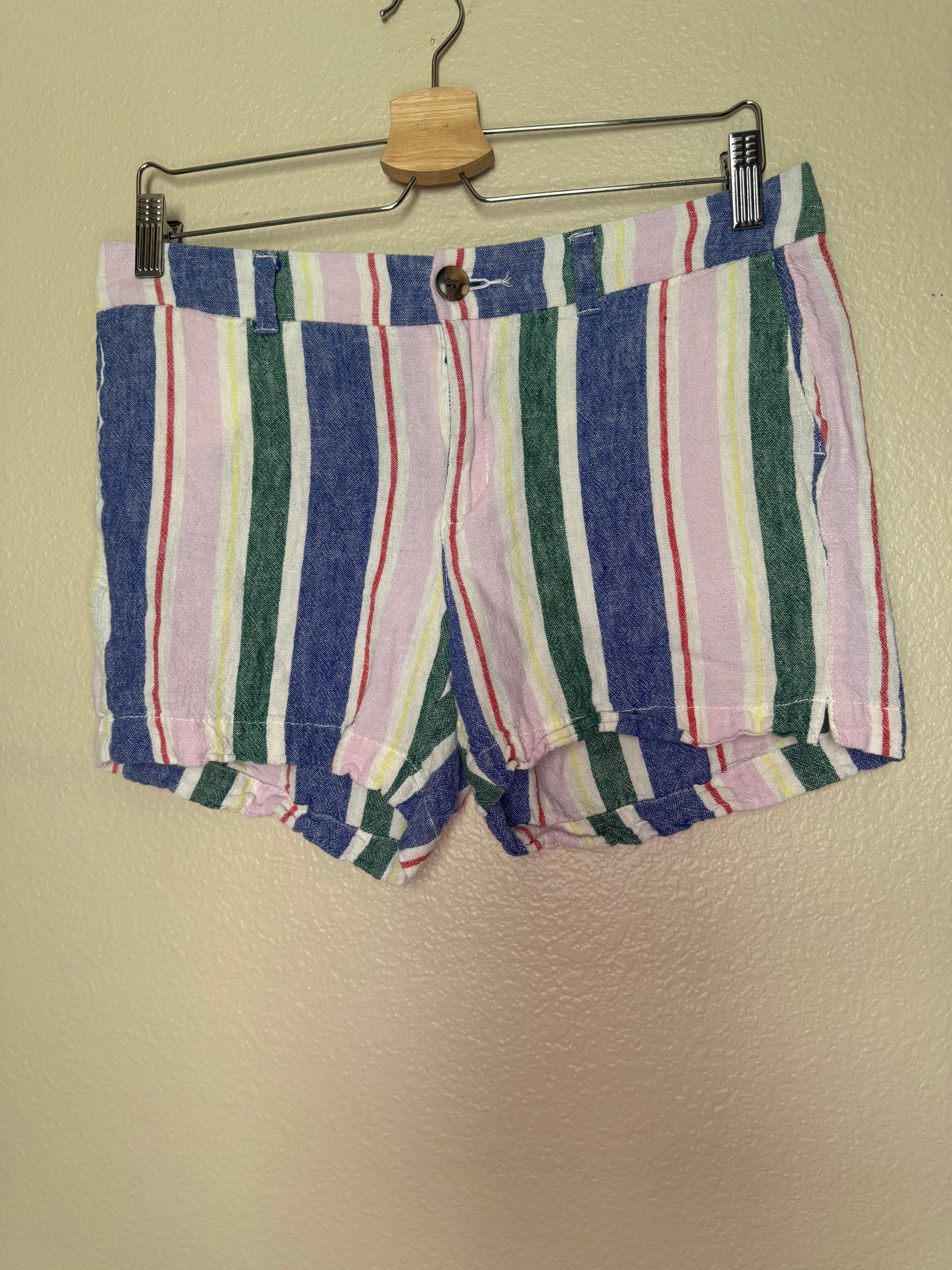 Old Navy 55% Linen 45% Rayon/Viscose Size 6 Multicolor Stiped Shorts