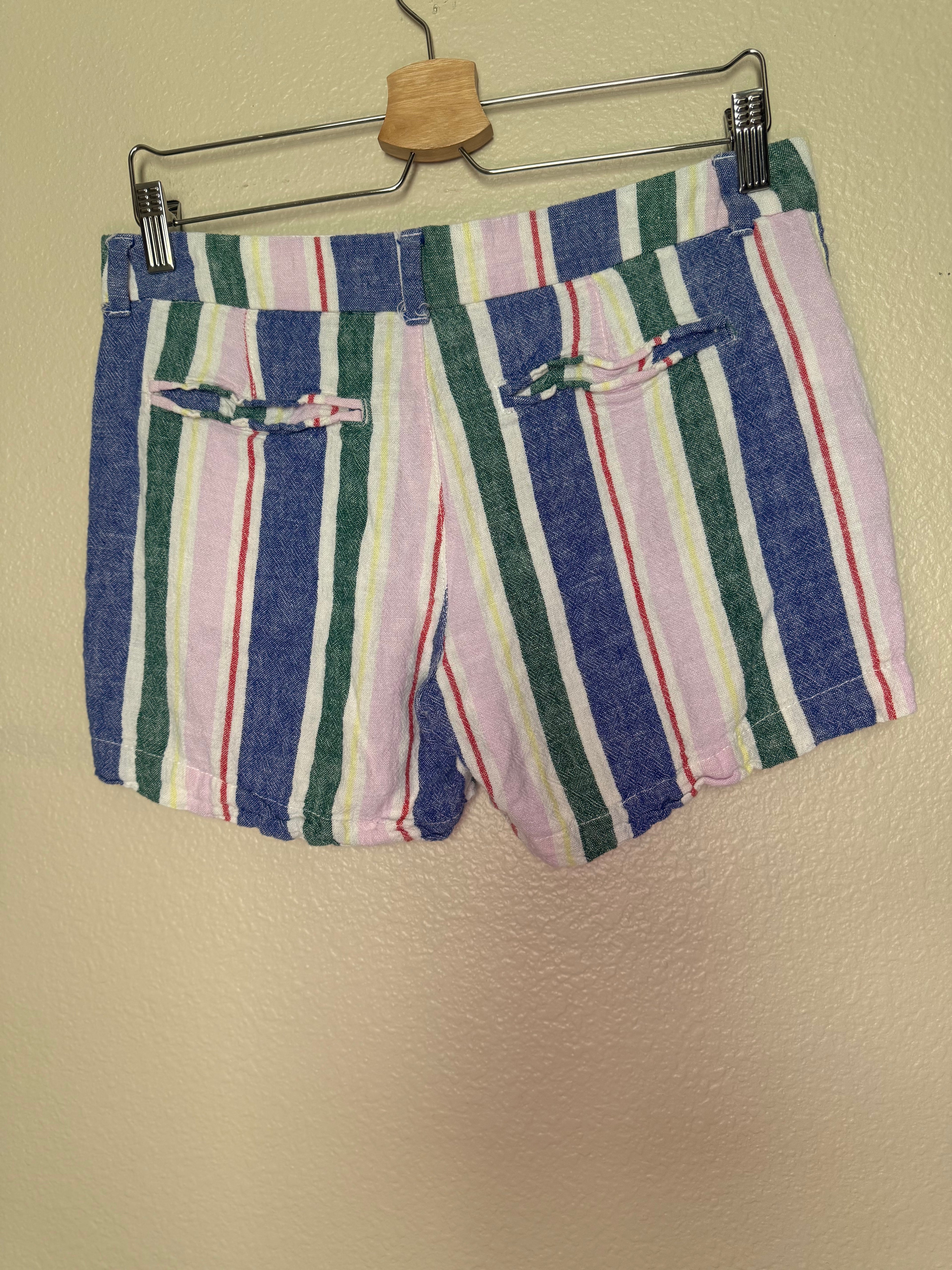 Old Navy 55% Linen 45% Rayon/Viscose Size 6 Multicolor Stiped Shorts
