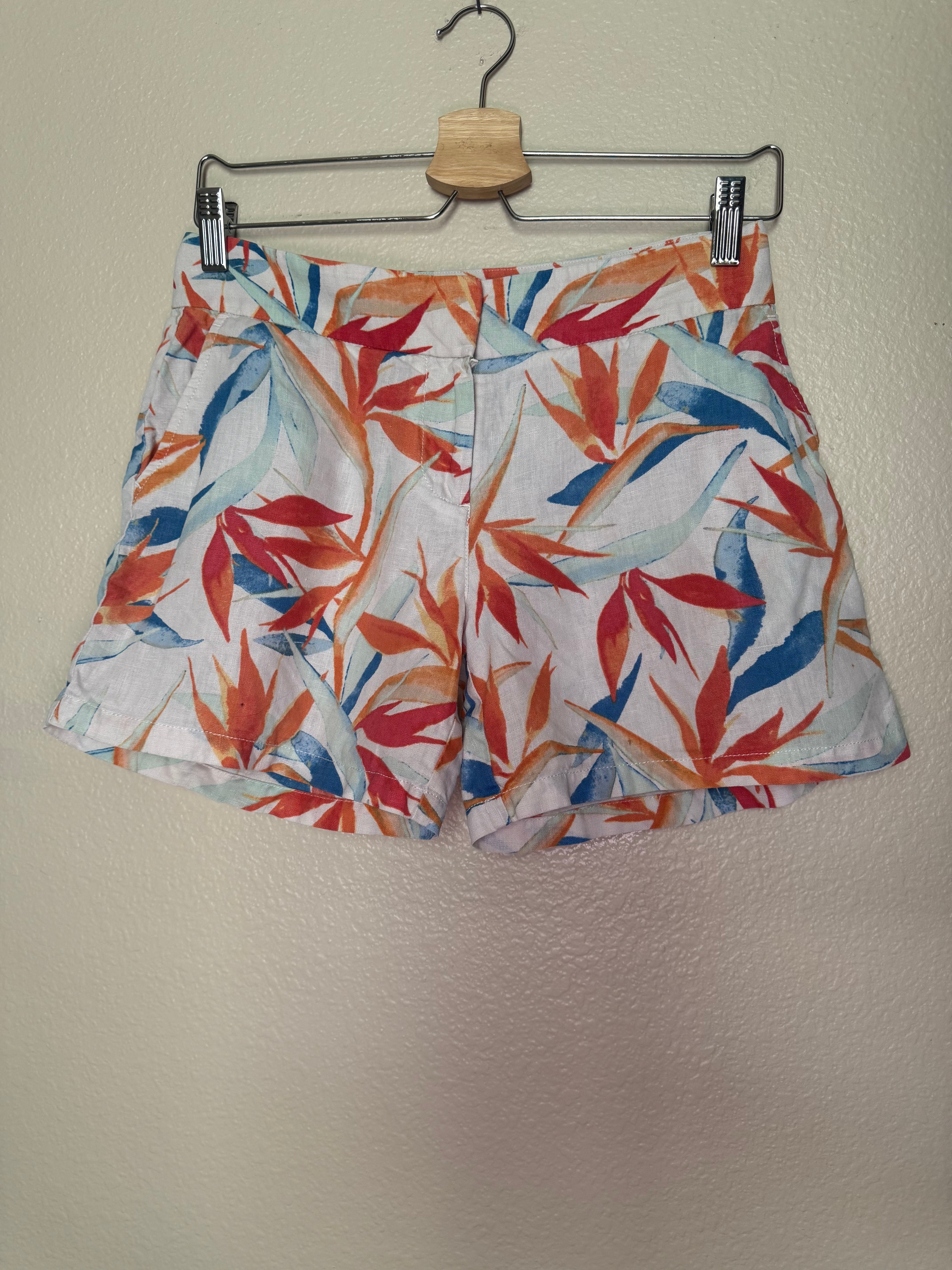 Tommy Bahama 100% Linen Size 0 Multicolored Plant Print Shorts