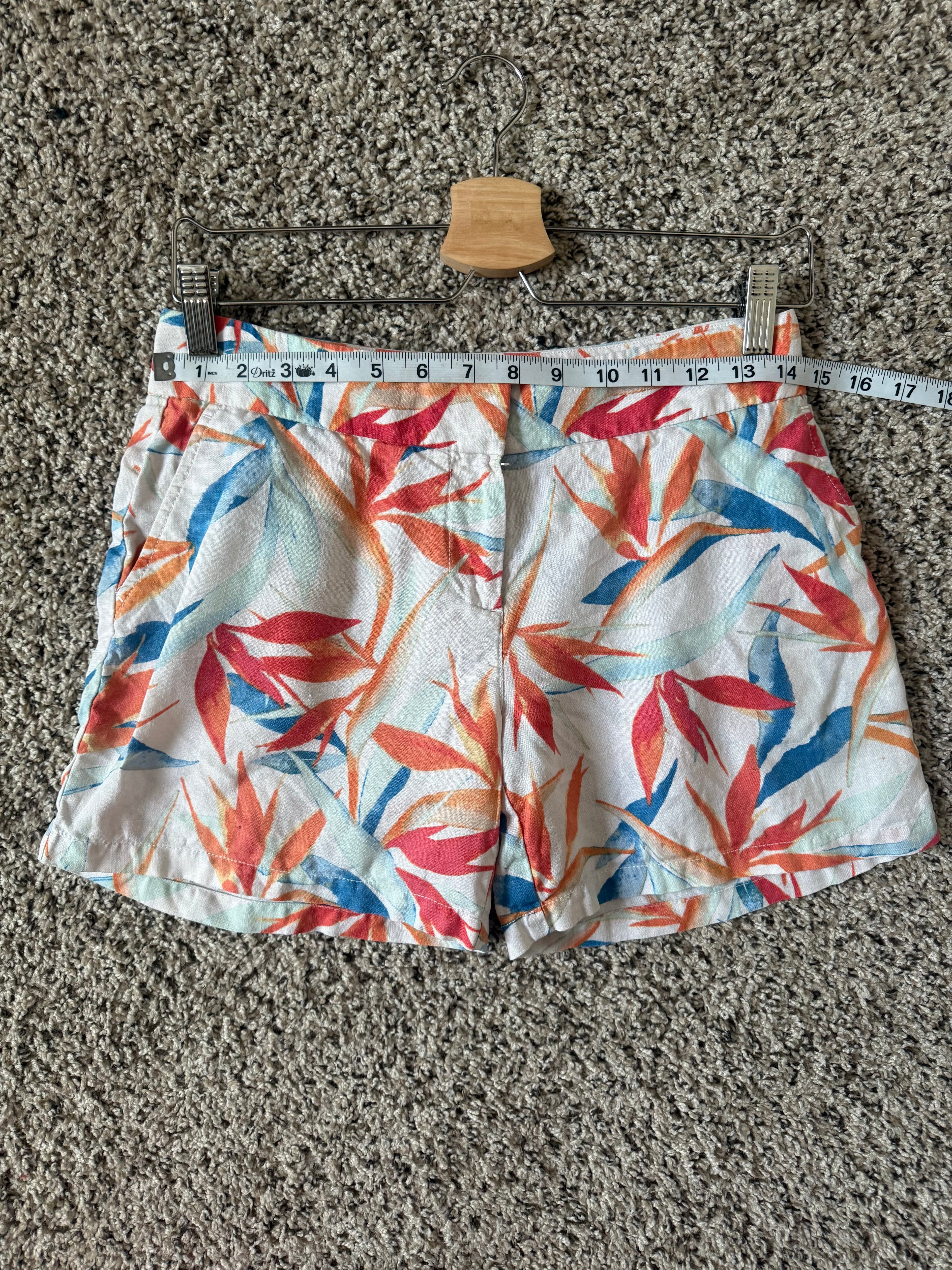 Tommy Bahama 100% Linen Size 0 Multicolored Plant Print Shorts