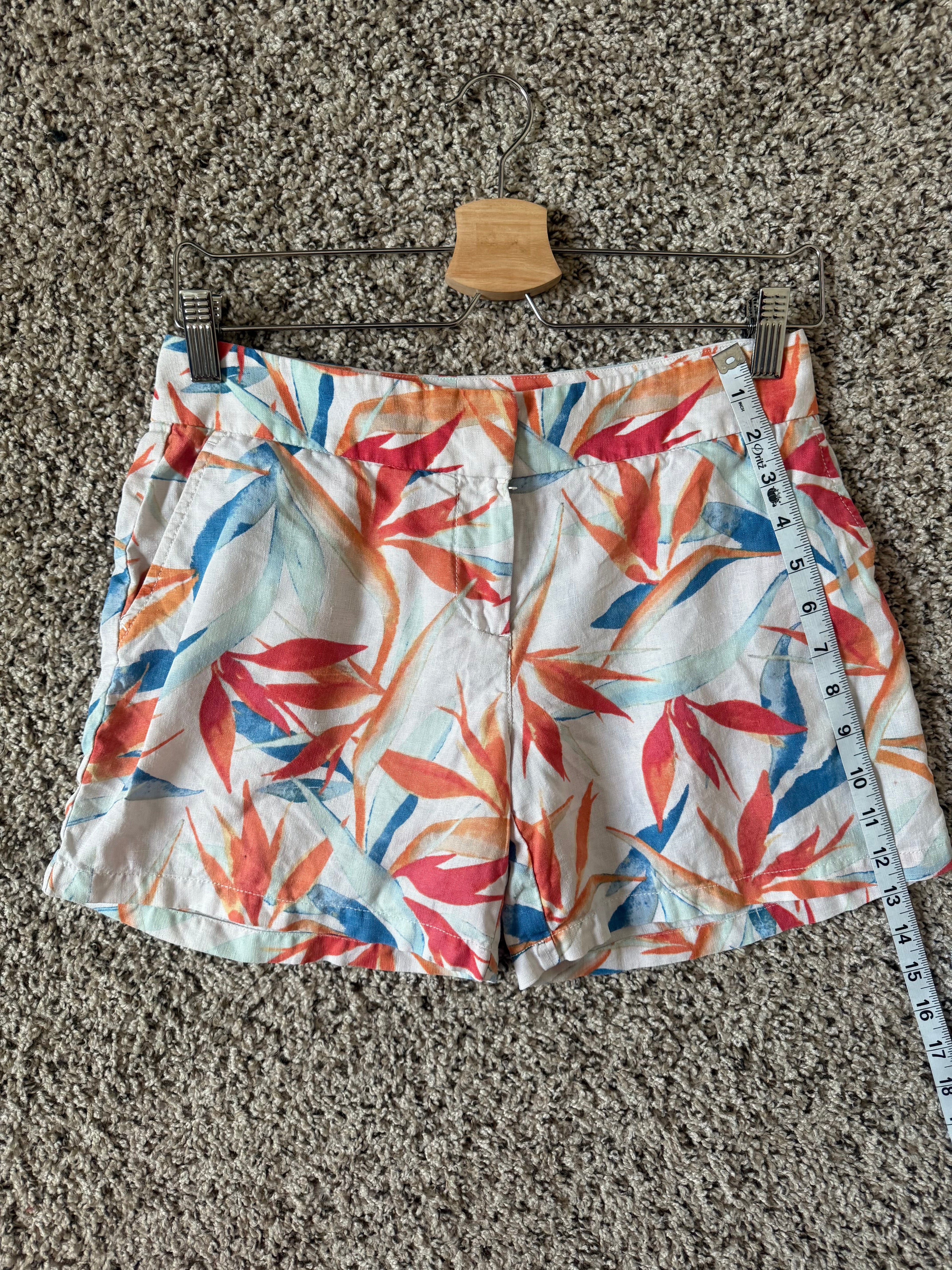 Tommy Bahama 100% Linen Size 0 Multicolored Plant Print Shorts