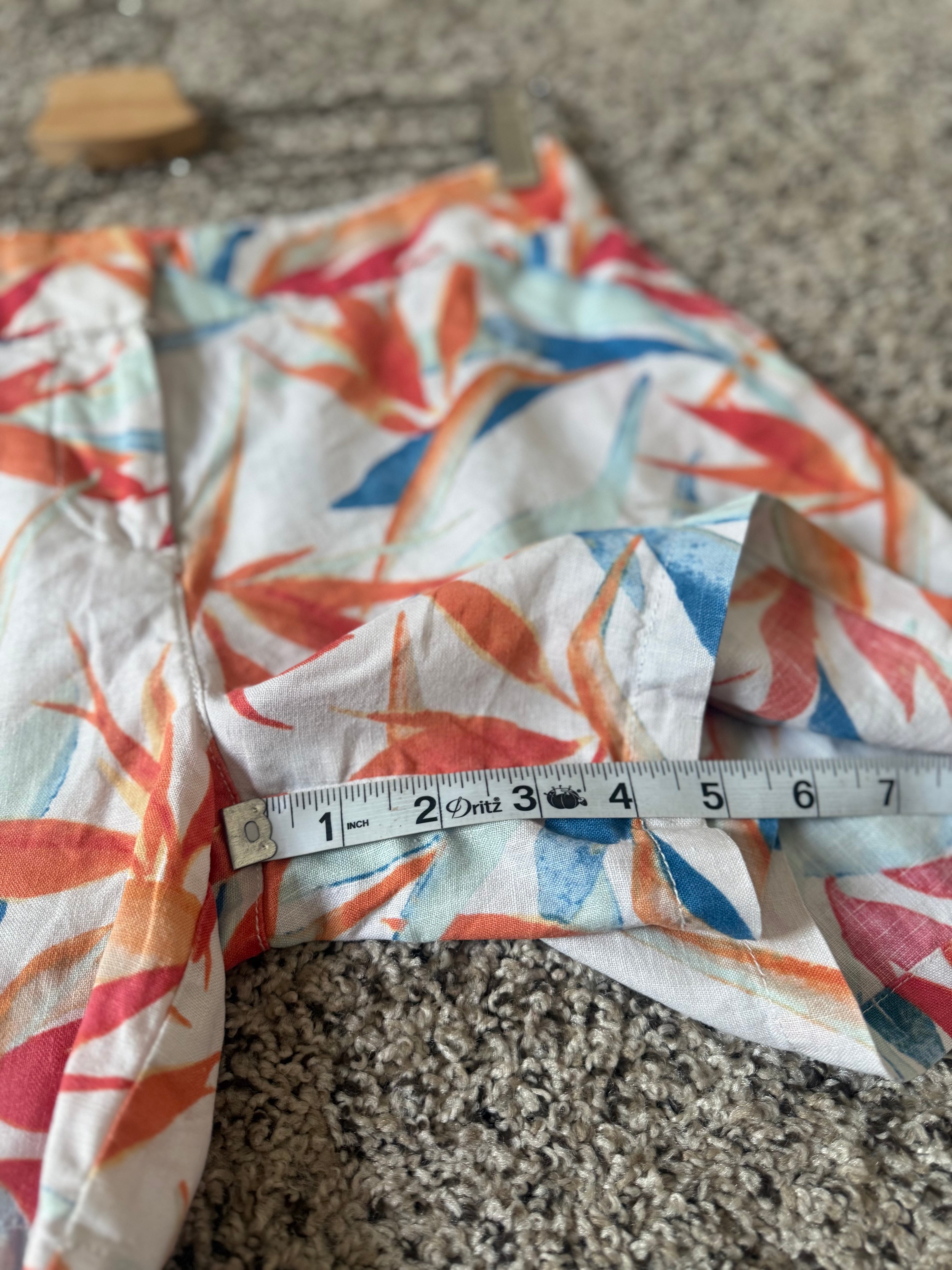 Tommy Bahama 100% Linen Size 0 Multicolored Plant Print Shorts