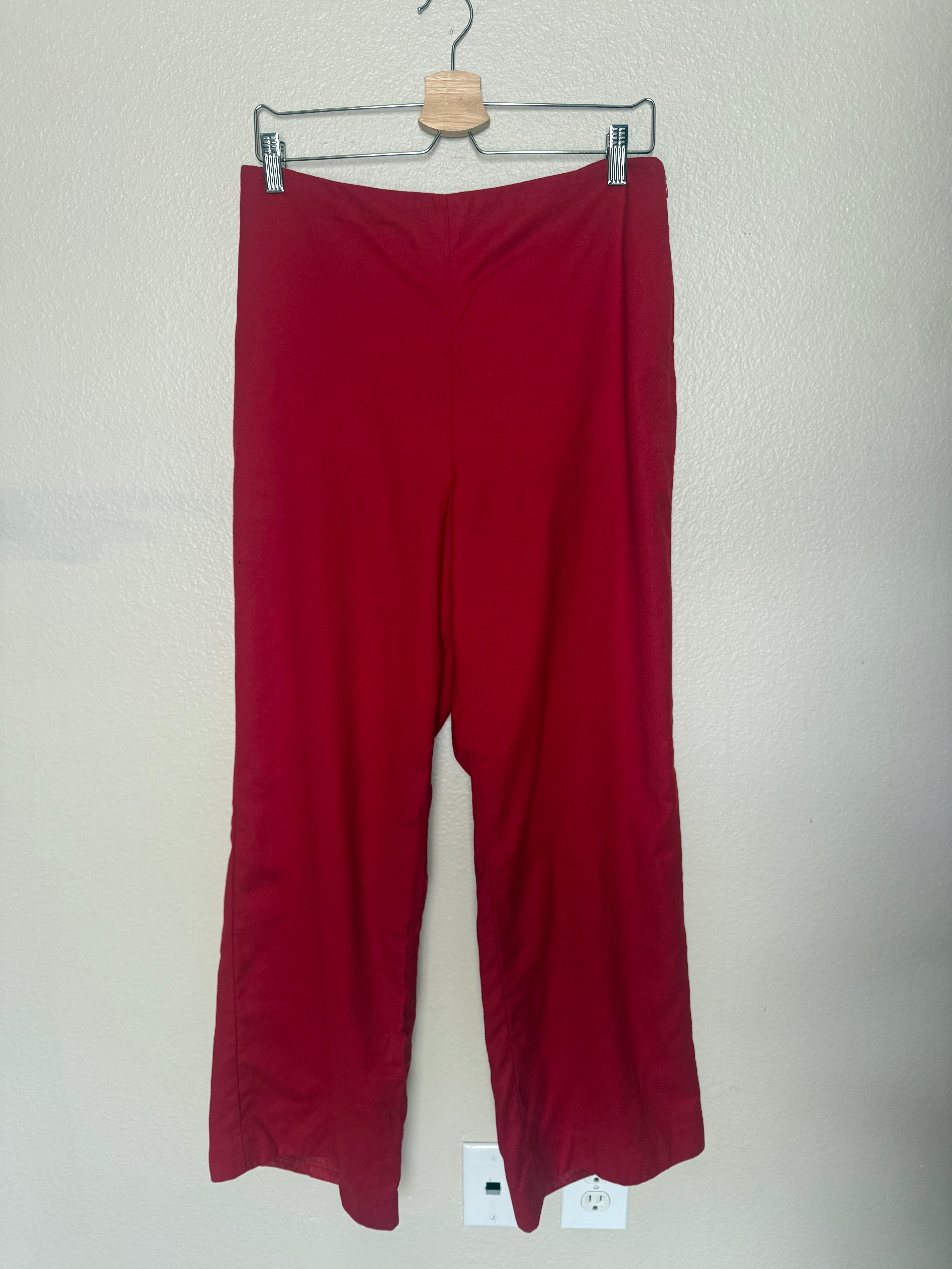 Talbots 99% Wool 1% Spandex Size 12 Red Straight Leg Pants
