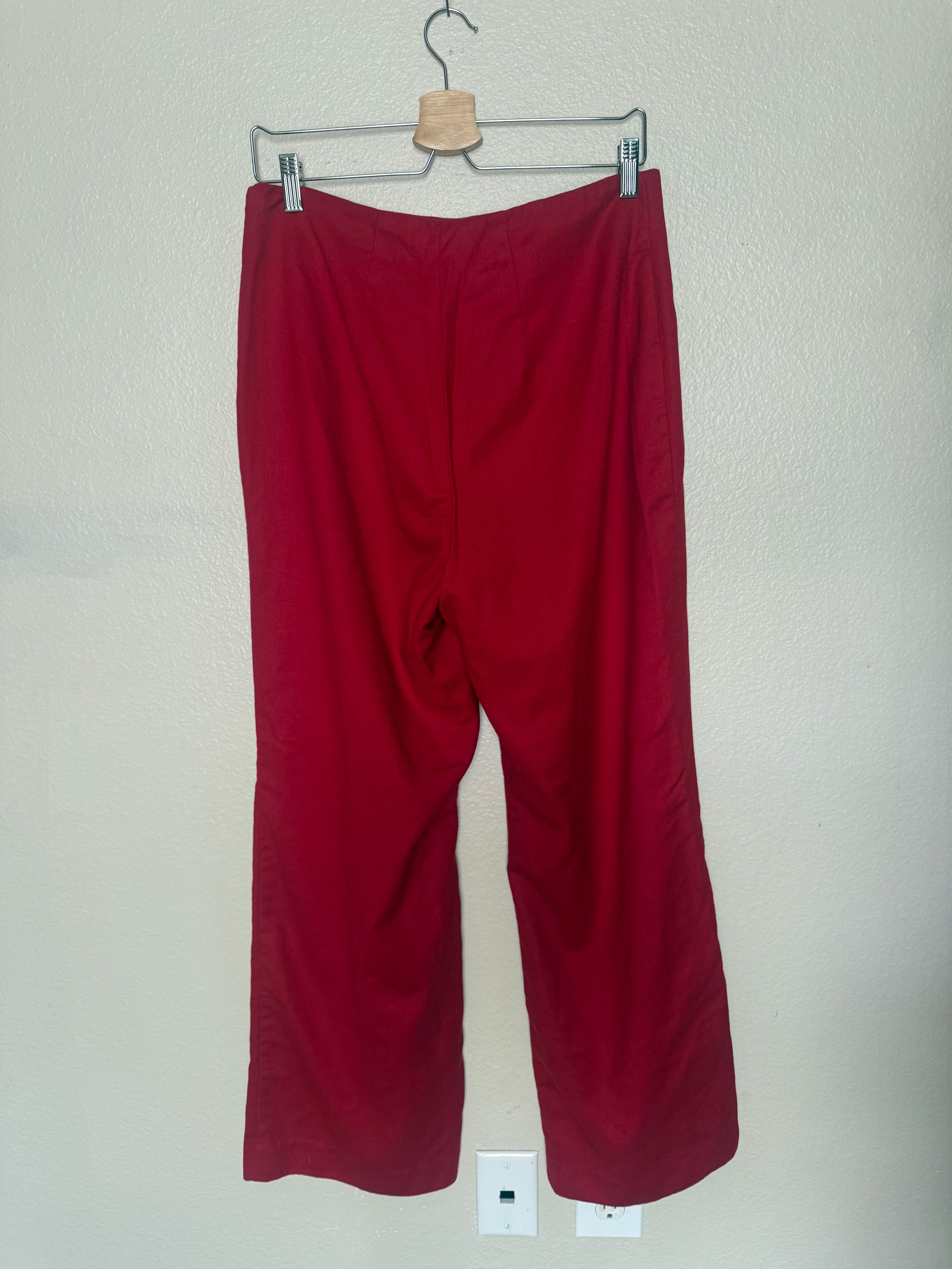 Talbots 99% Wool 1% Spandex Size 12 Red Straight Leg Pants