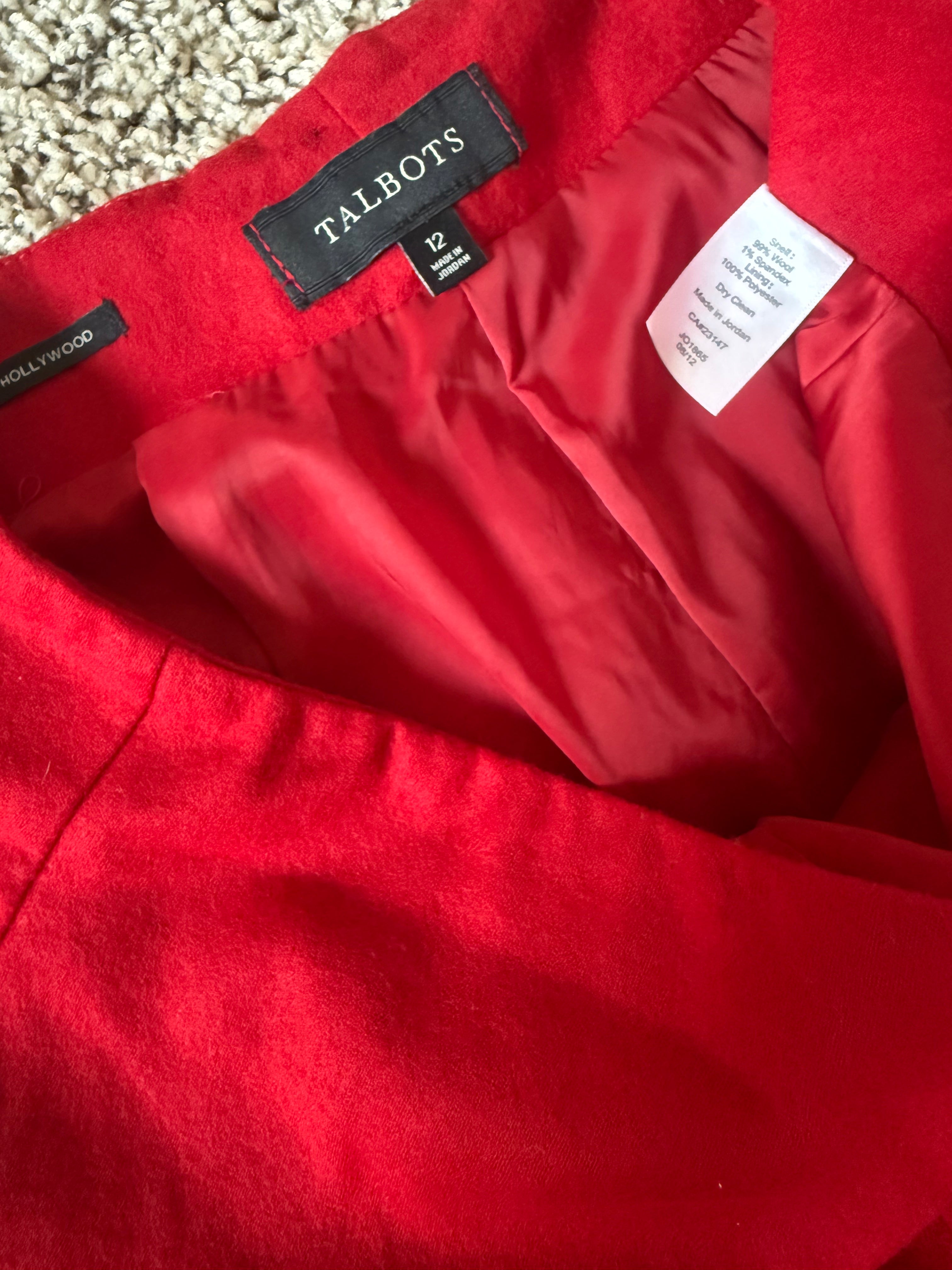 Talbots 99% Wool 1% Spandex Size 12 Red Straight Leg Pants