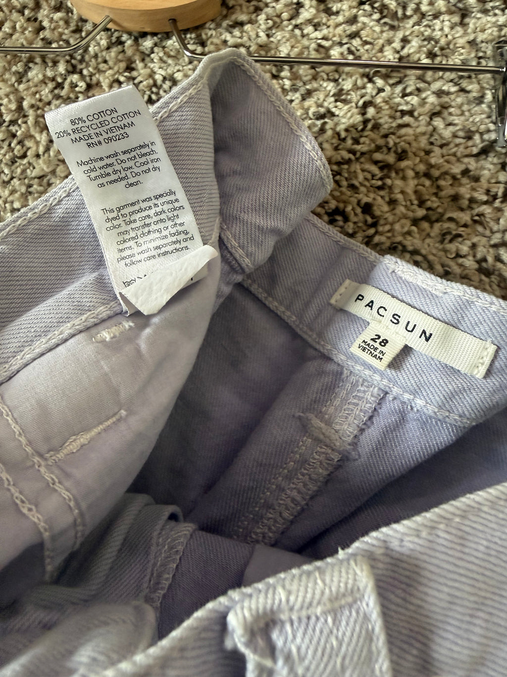 Pacsun 100% Cotton Size 28 Lavendar Denim Shorts