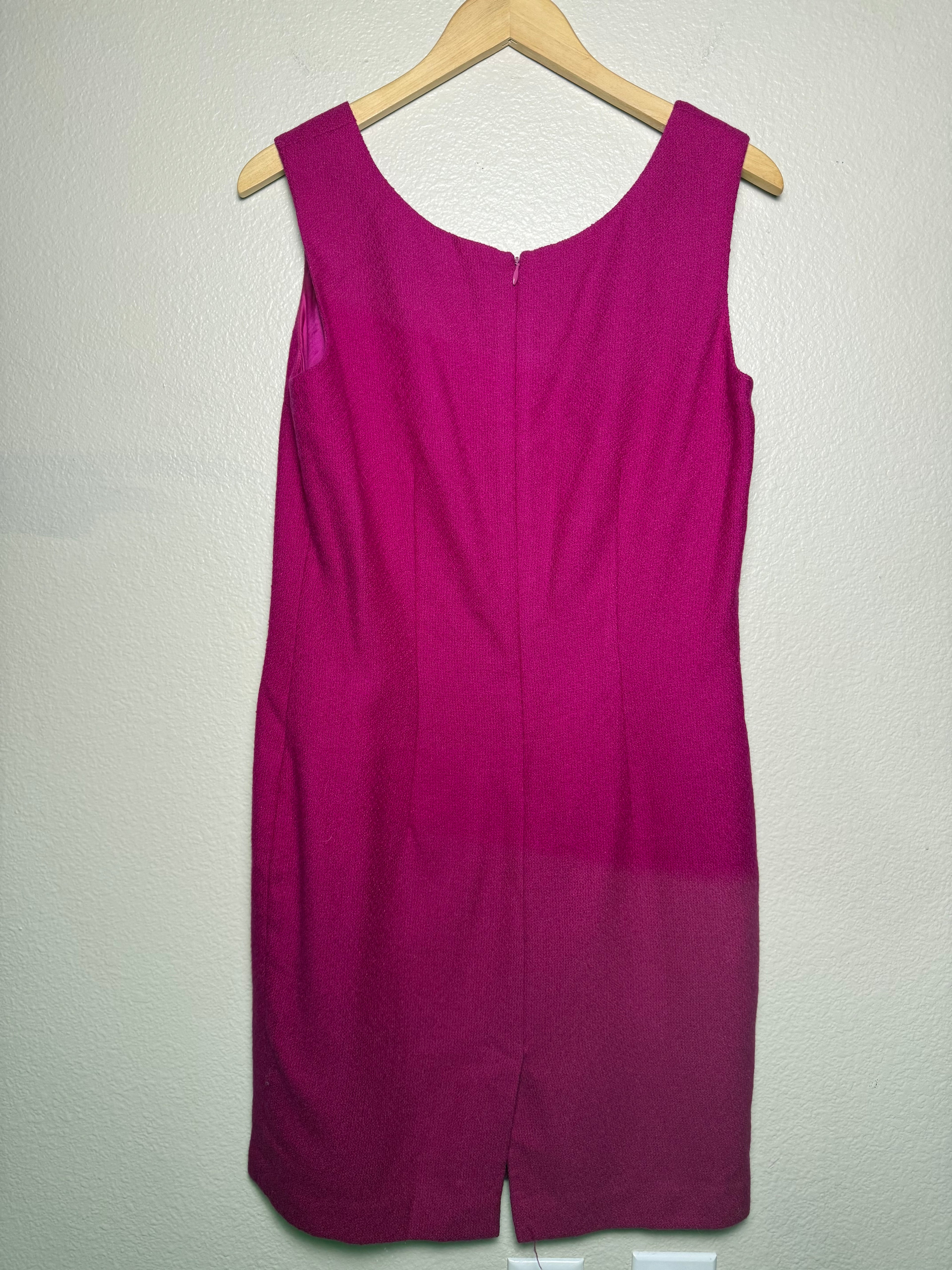 Casual Corner 94% Wool 6% Nylon Size 10 Magenta Tank Top Midi Dress