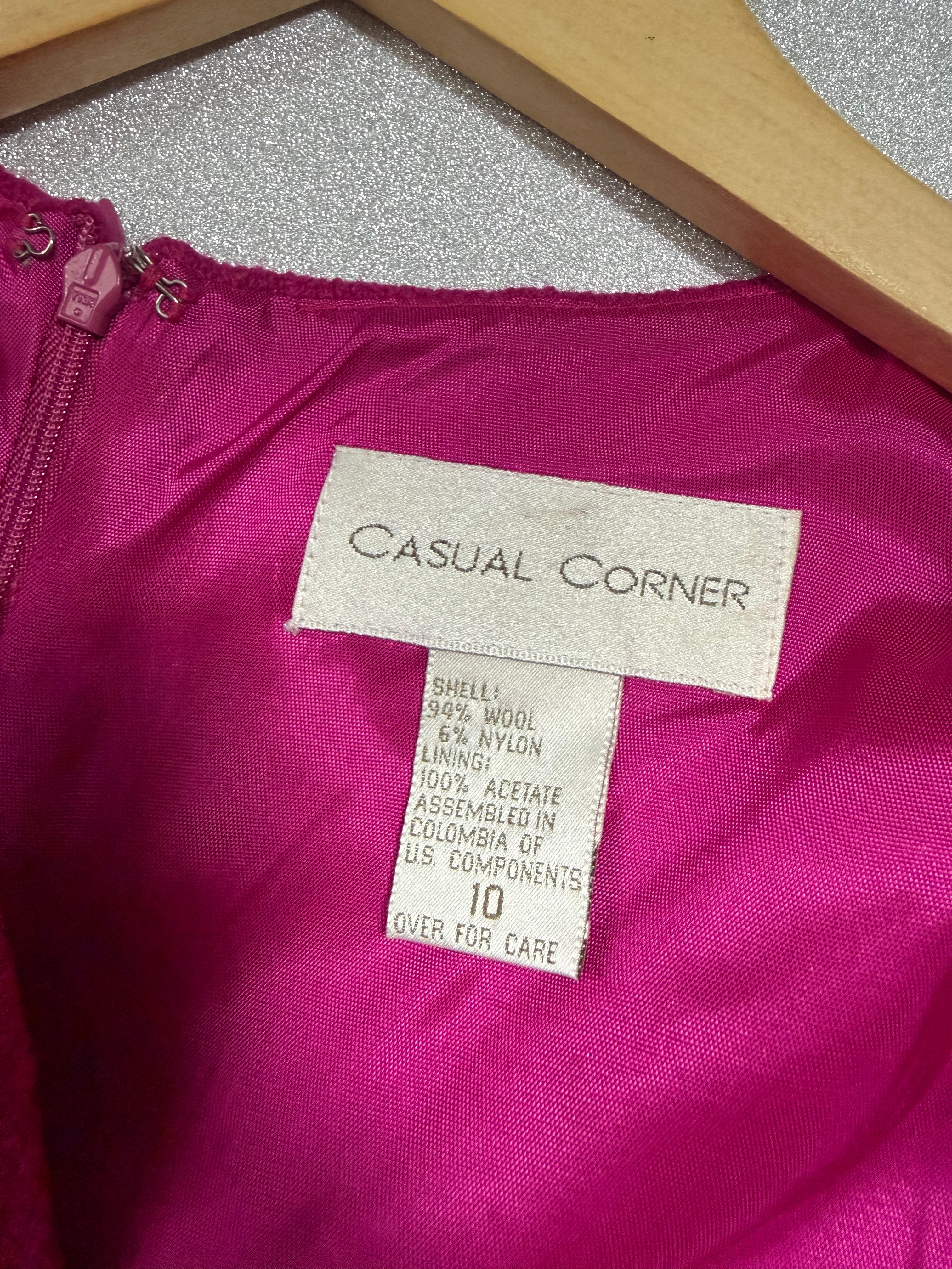 Casual Corner 94% Wool 6% Nylon Size 10 Magenta Tank Top Midi Dress