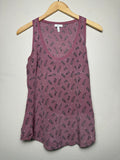 Joie 100% Silk S Dusty Rose Feather Print Tank Top