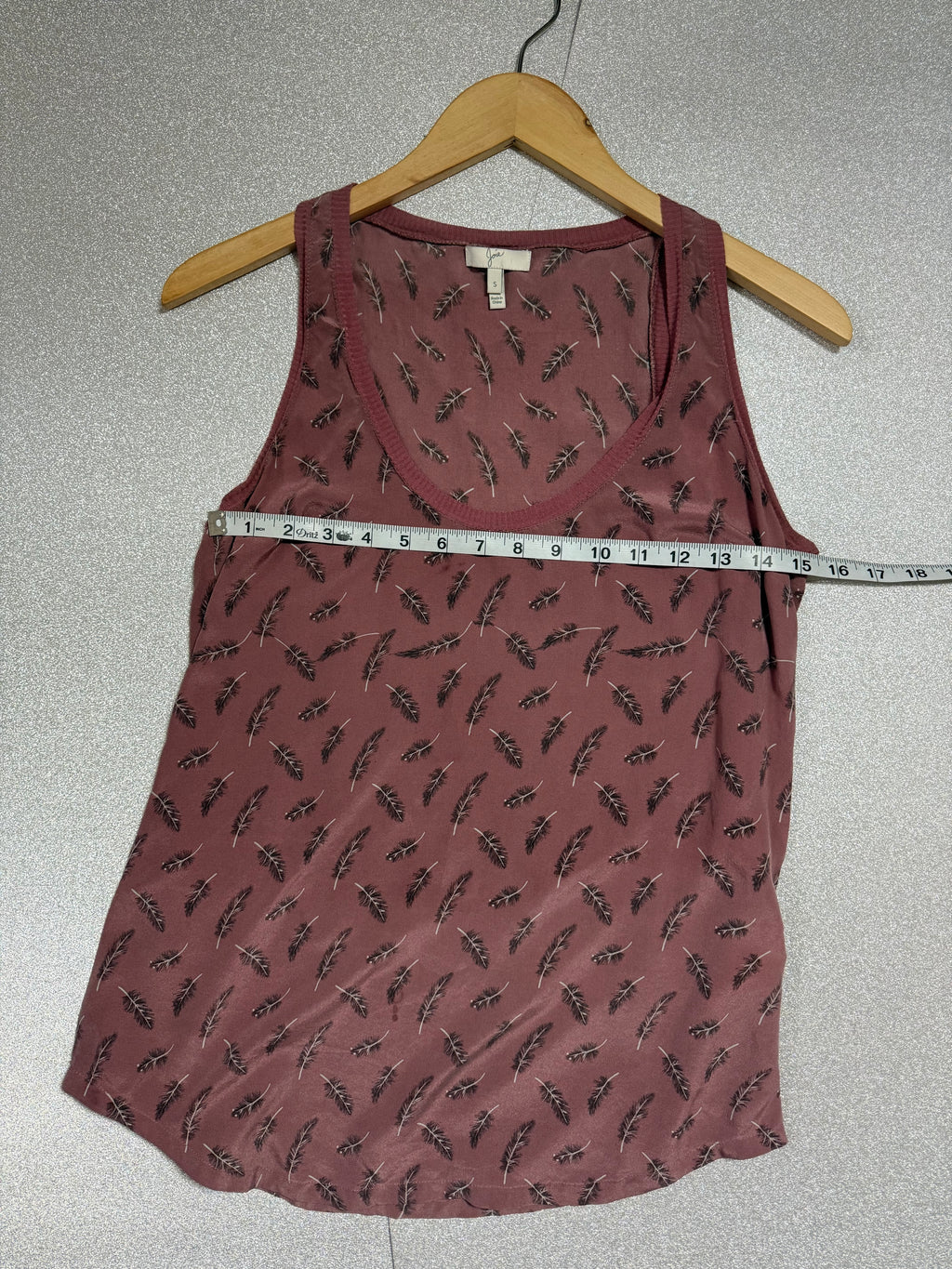 Joie 100% Silk S Dusty Rose Feather Print Tank Top