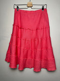 Soft Surroundings 100% Linen S Pink Coral A-Line Tiered Midi Skirt