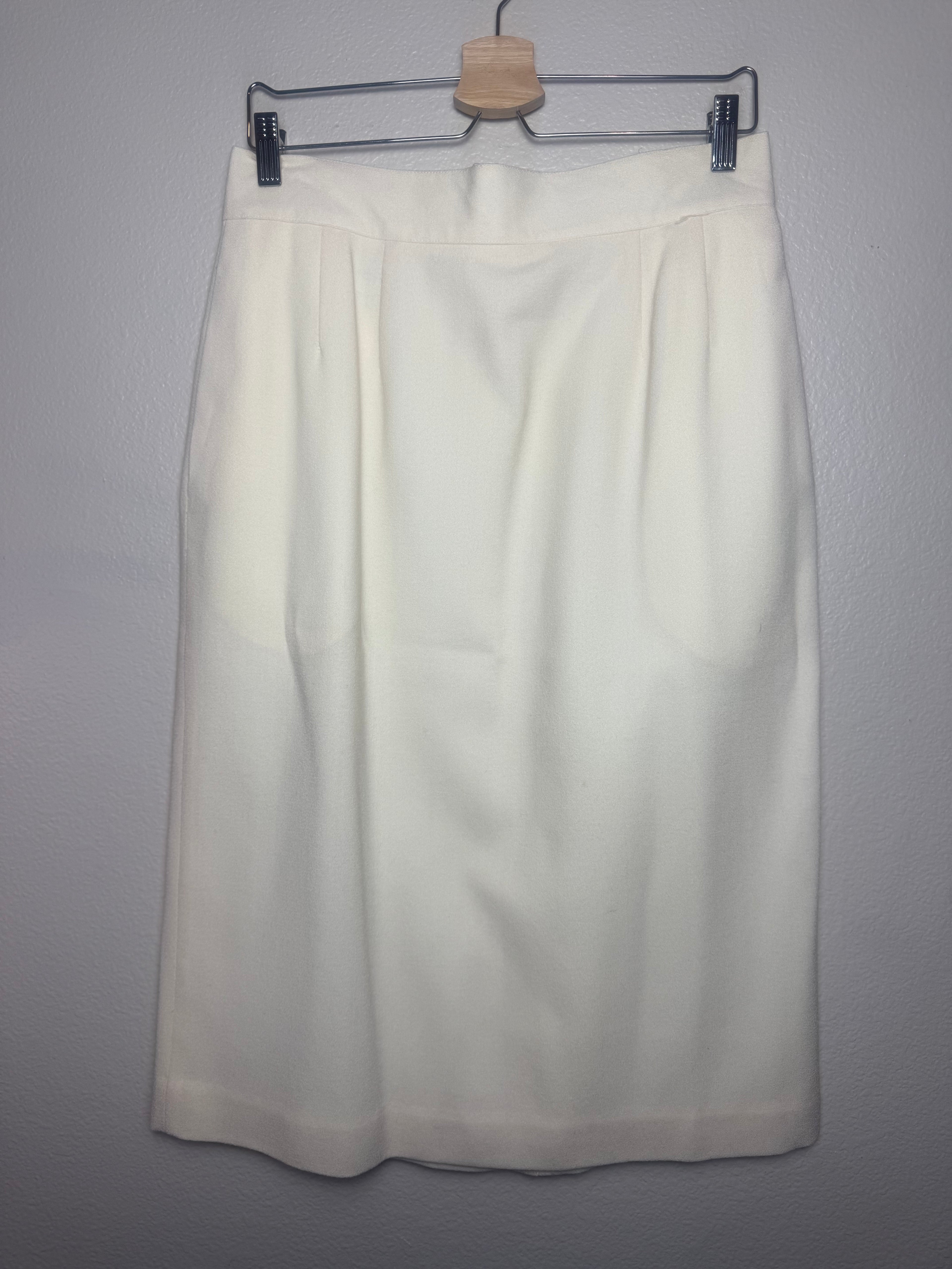 Breckenridge 100% Wool Size 14 Off-White Midi Pencil Skirt