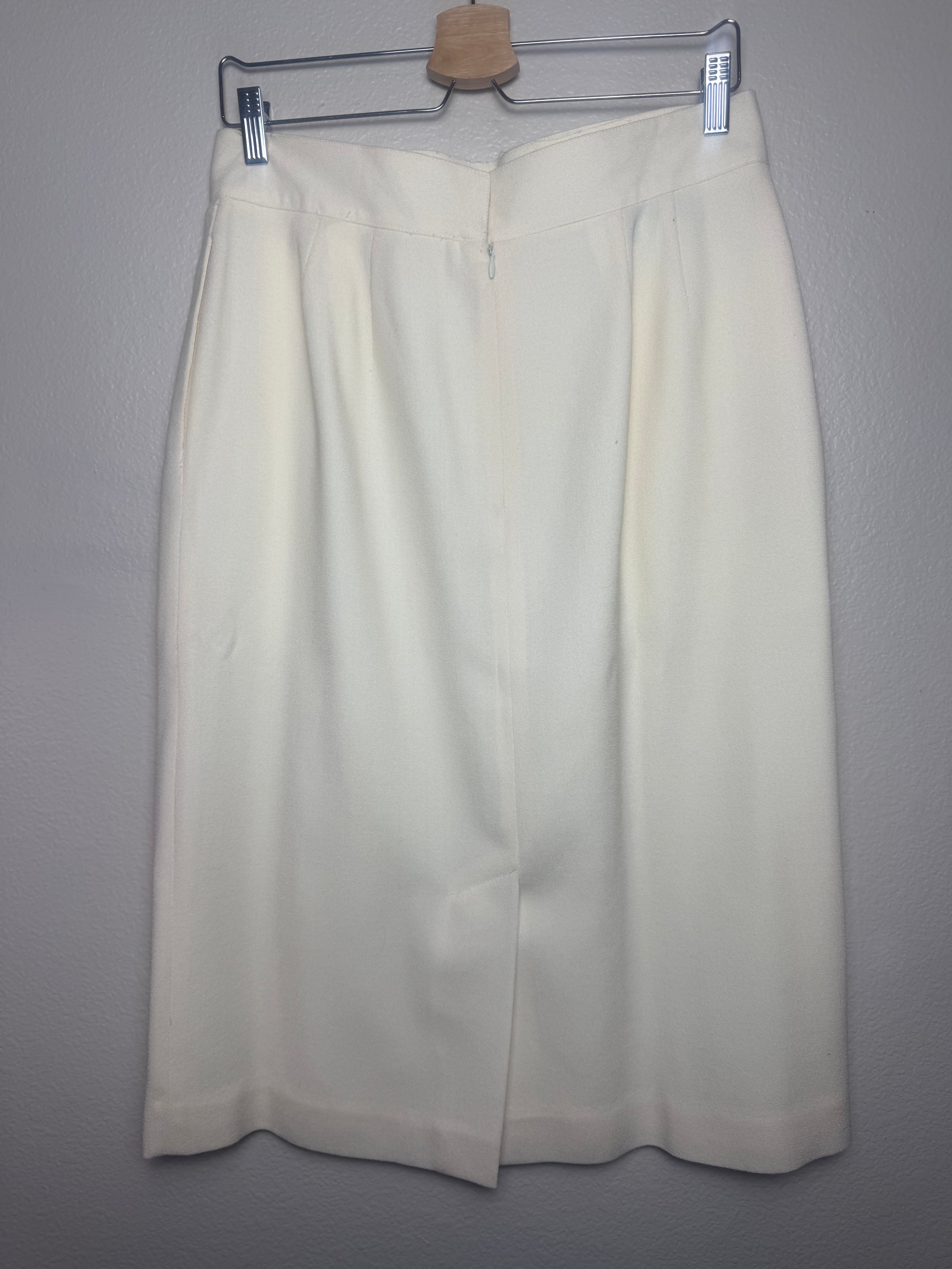 Breckenridge 100% Wool Size 14 Off-White Midi Pencil Skirt