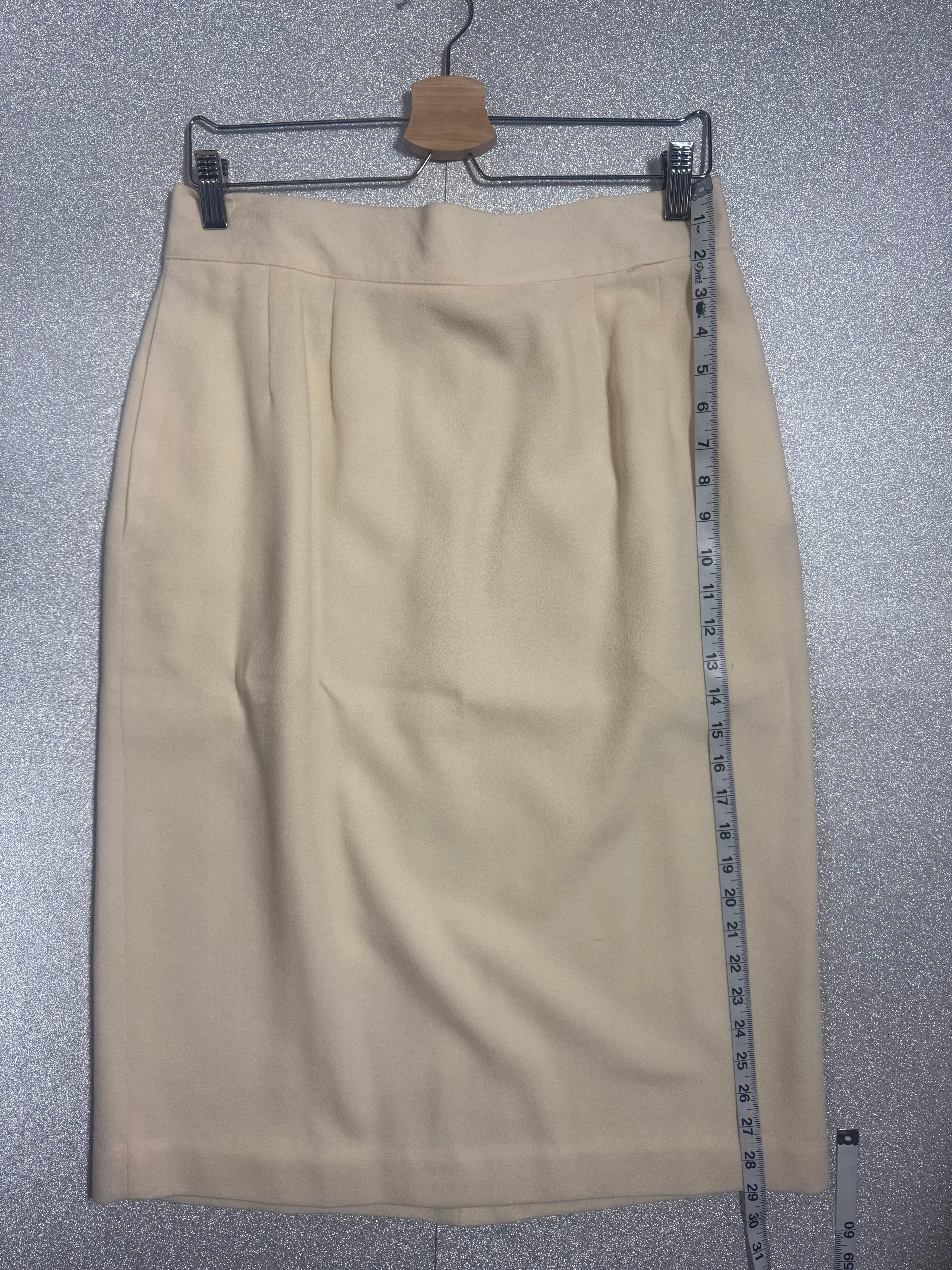 Breckenridge 100% Wool Size 14 Off-White Midi Pencil Skirt