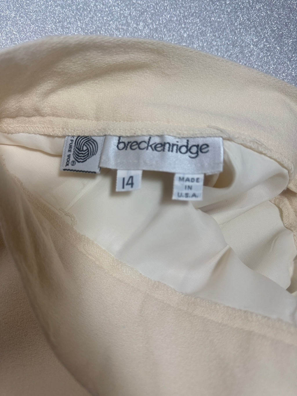 Breckenridge 100% Wool Size 14 Off-White Midi Pencil Skirt