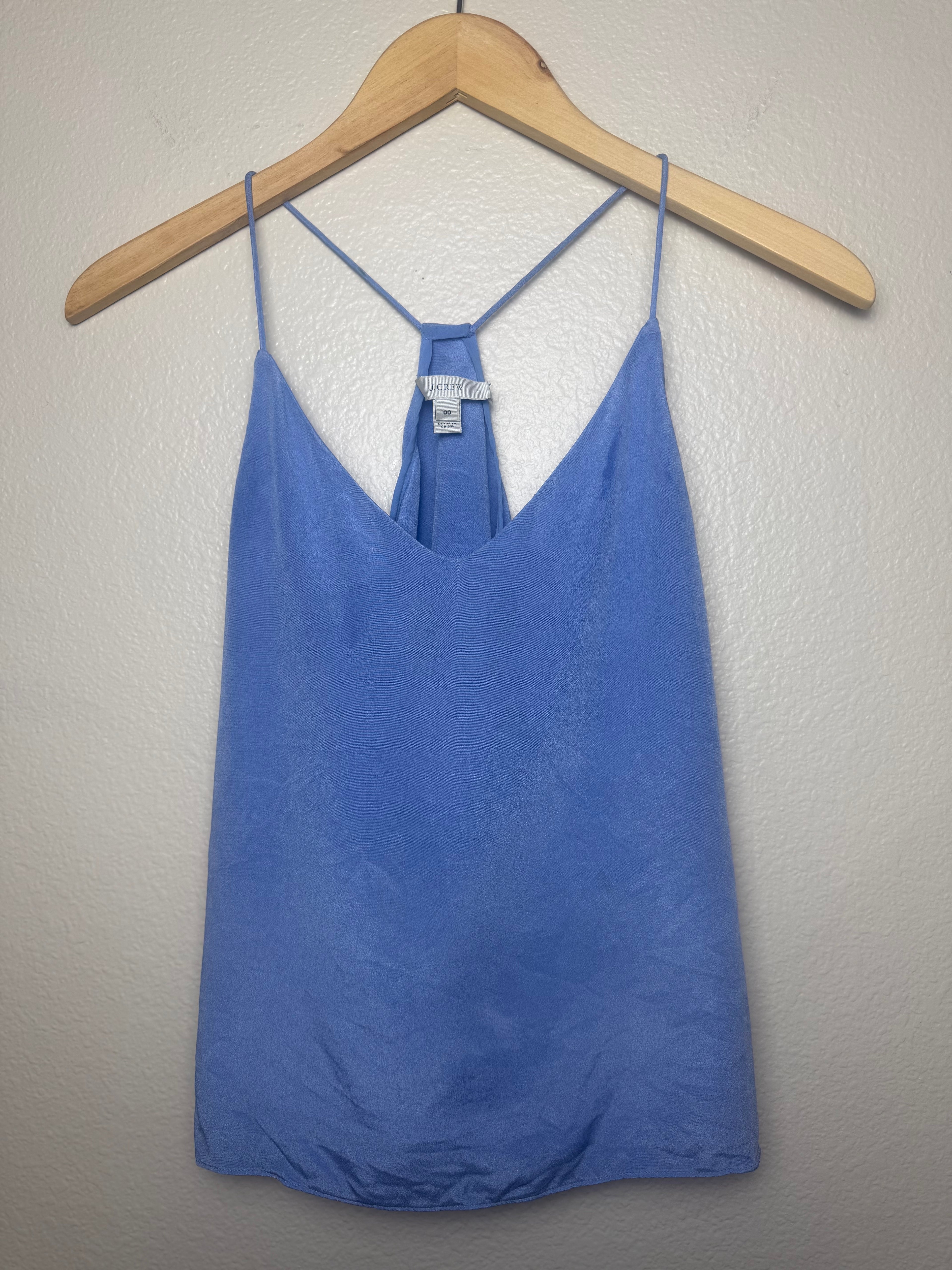 J. Crew 100% Silk Size 00 Baby Blue Spaghetti Strap Tank Top