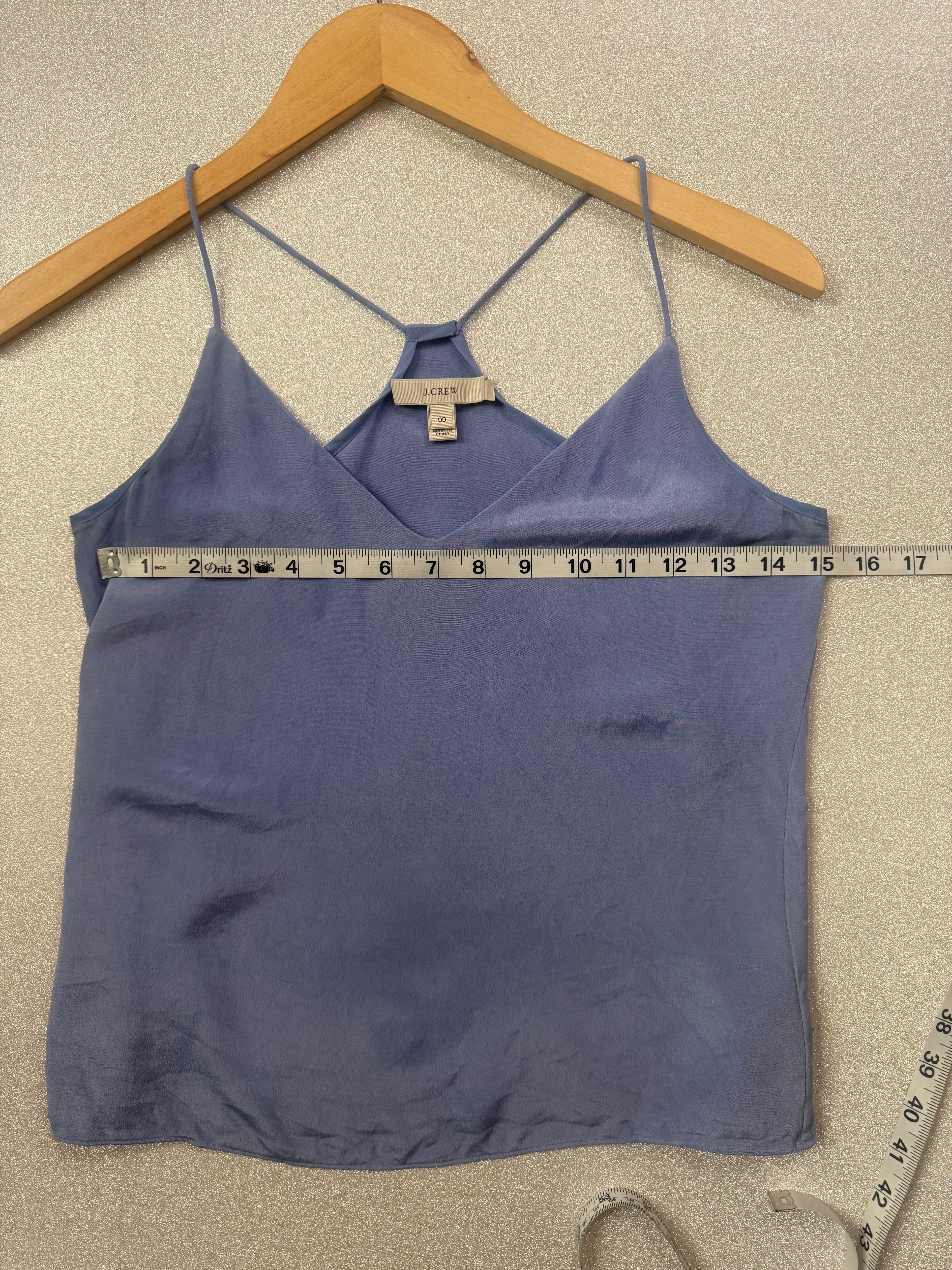 J. Crew 100% Silk Size 00 Baby Blue Spaghetti Strap Tank Top