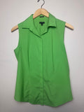 Talbots 96% Cotton 4% Spandex Size 6 Bright Green Collared Button Down Tank Top