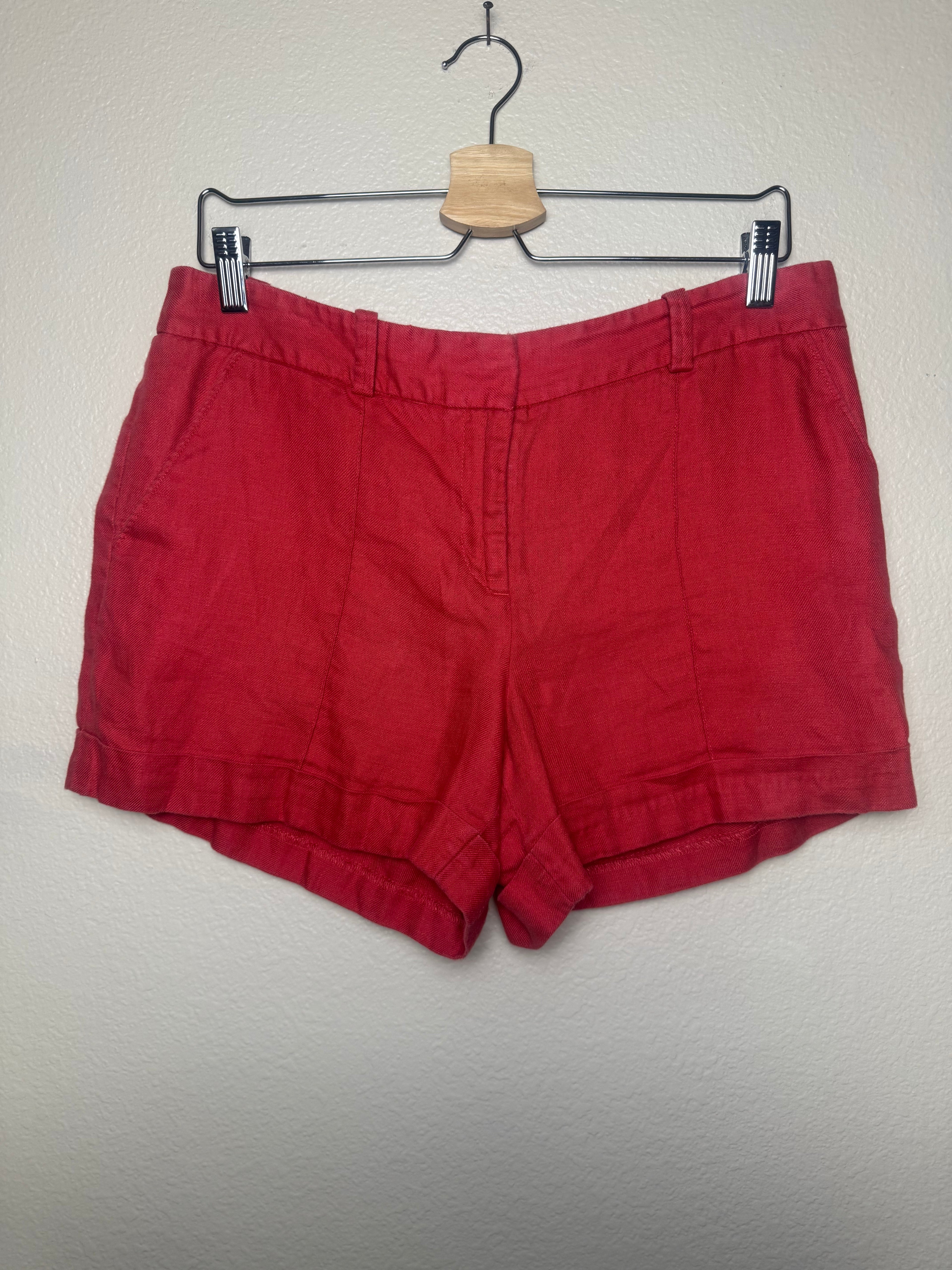 Loft 100% Linen Size 8 Red-Orange Shorts