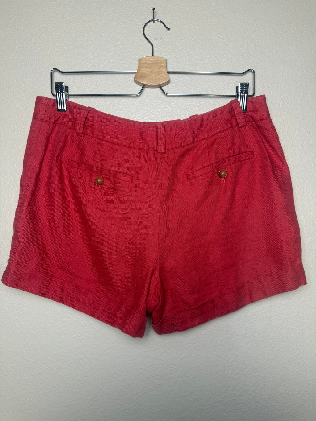 Loft 100% Linen Size 8 Red-Orange Shorts