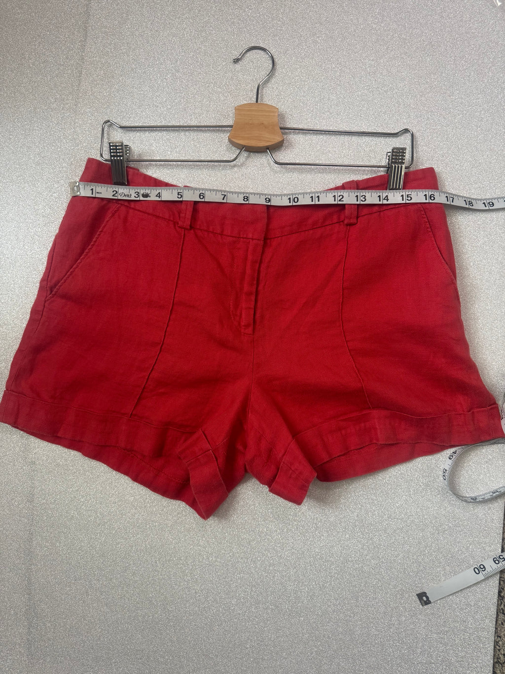 Loft 100% Linen Size 8 Red-Orange Shorts