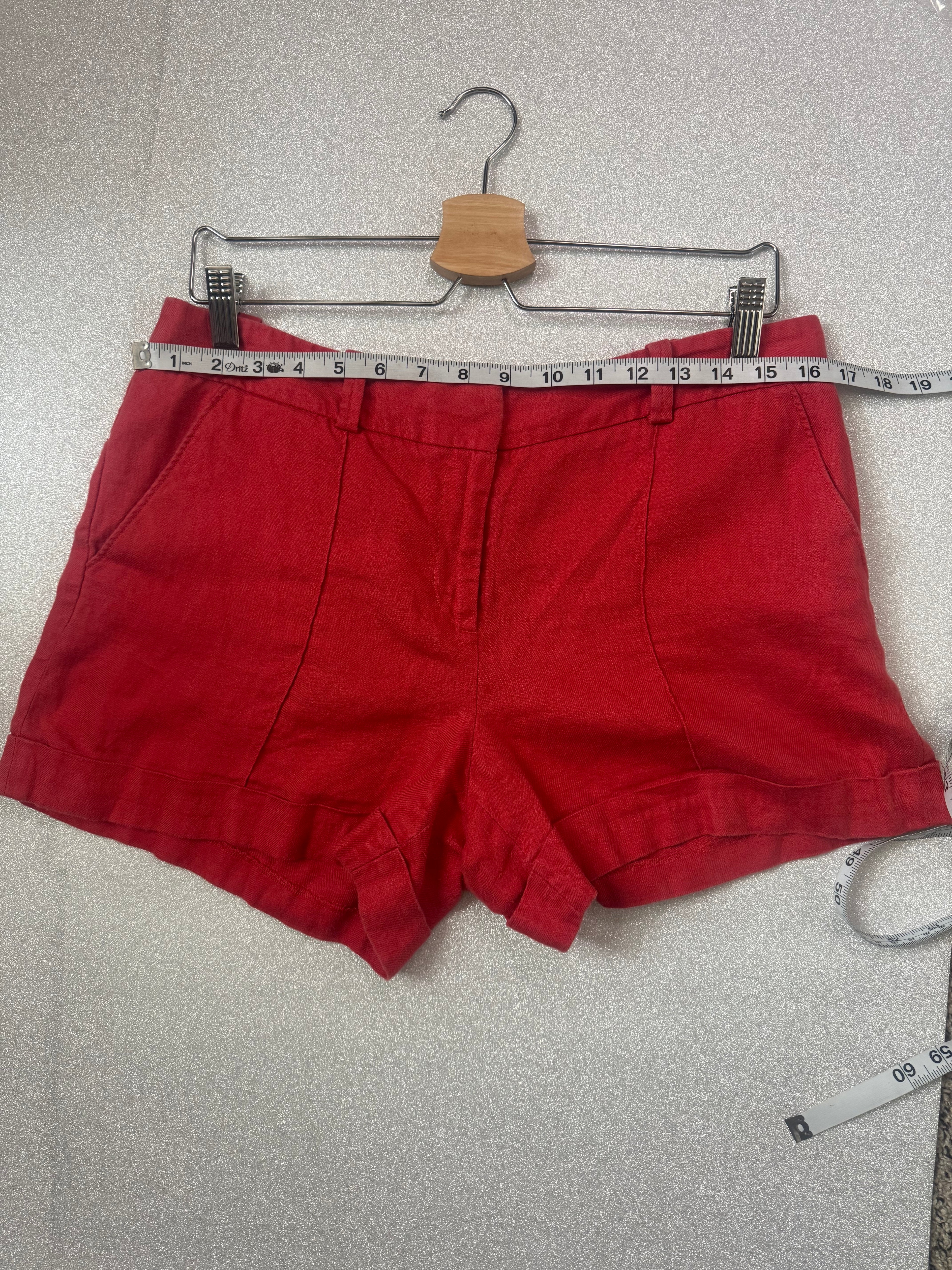 Loft 100% Linen Size 8 Red-Orange Shorts