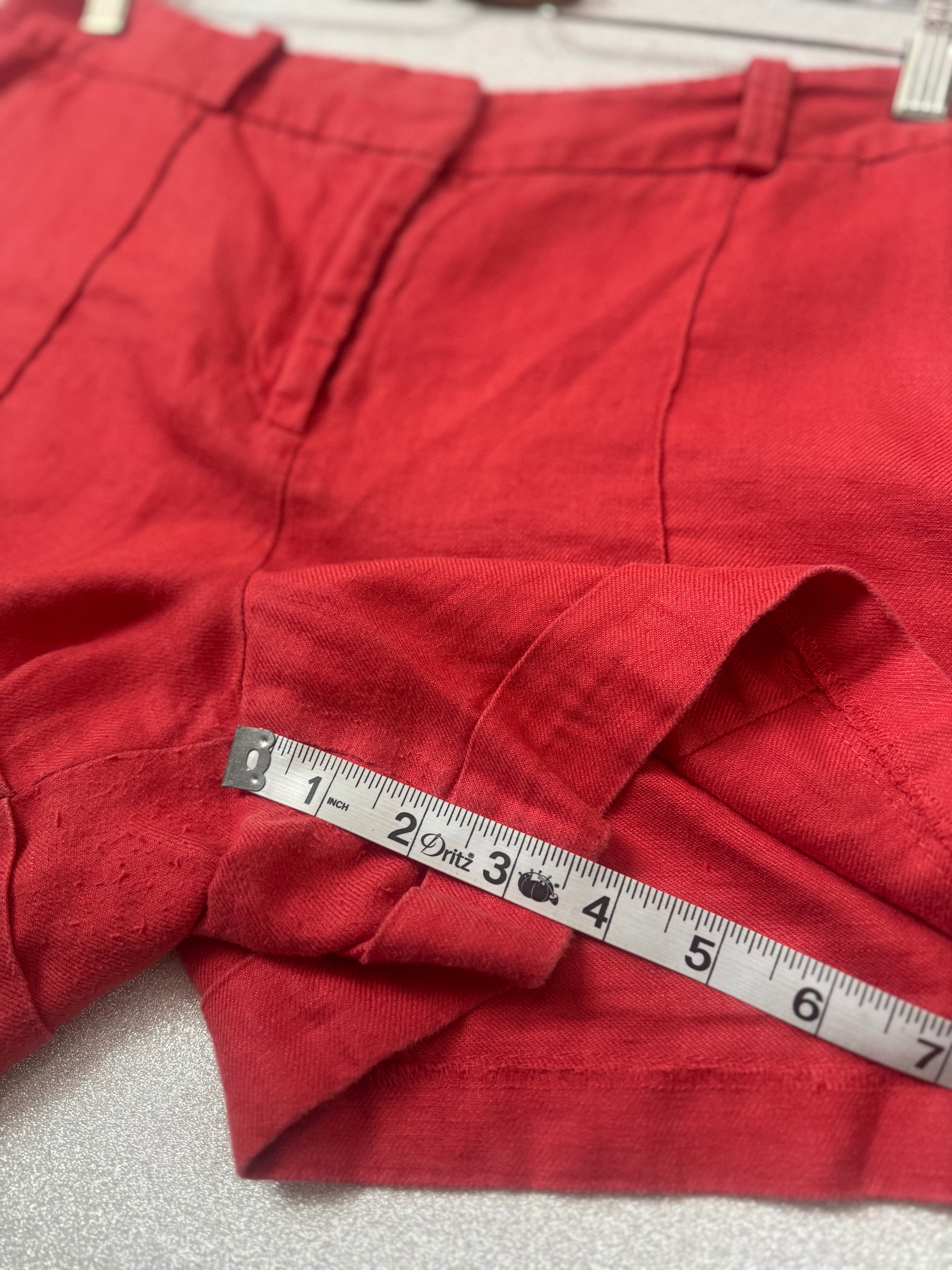 Loft 100% Linen Size 8 Red-Orange Shorts