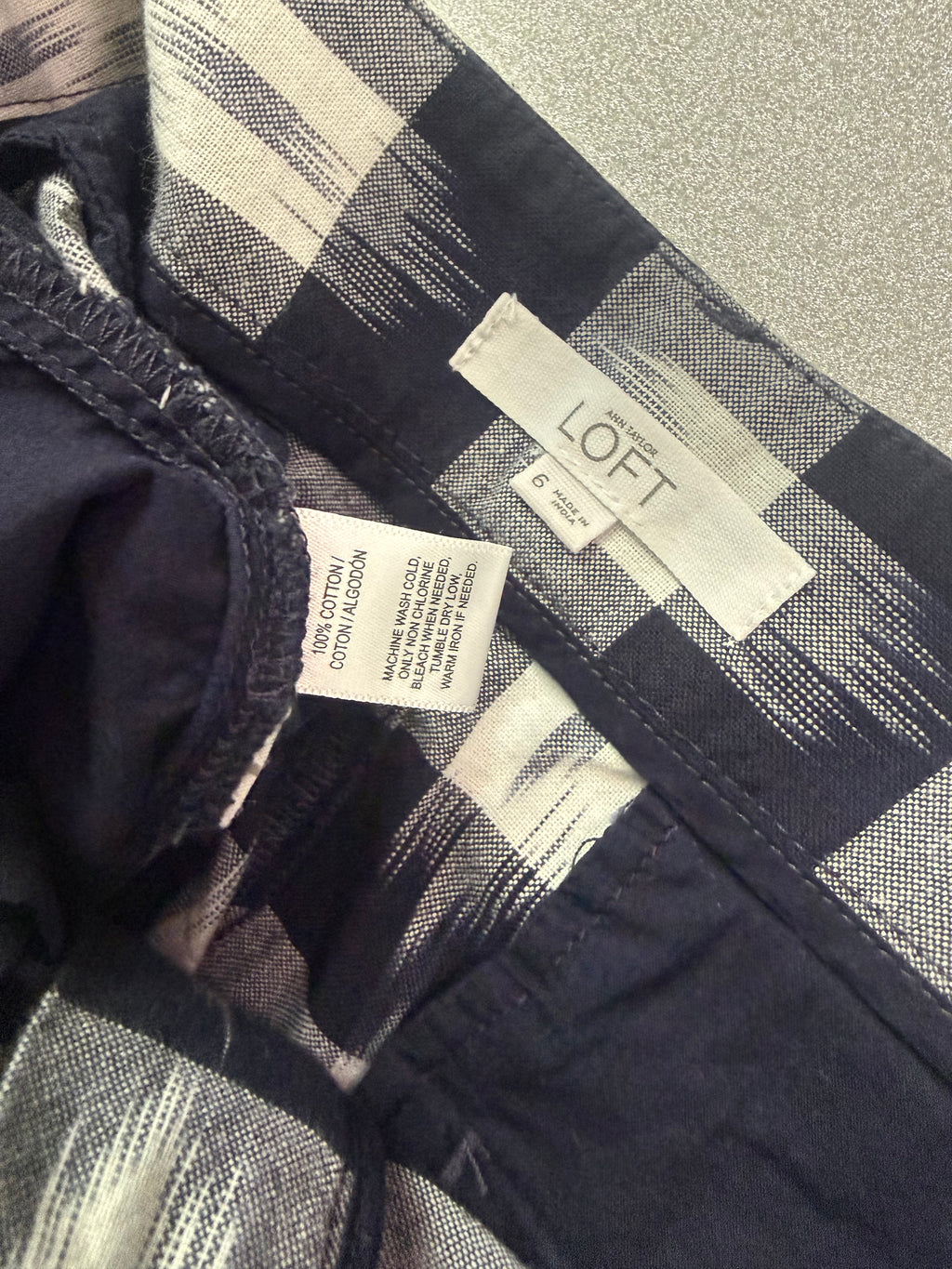 Loft 100% Cotton Size 6 Black White and Grey Shorts