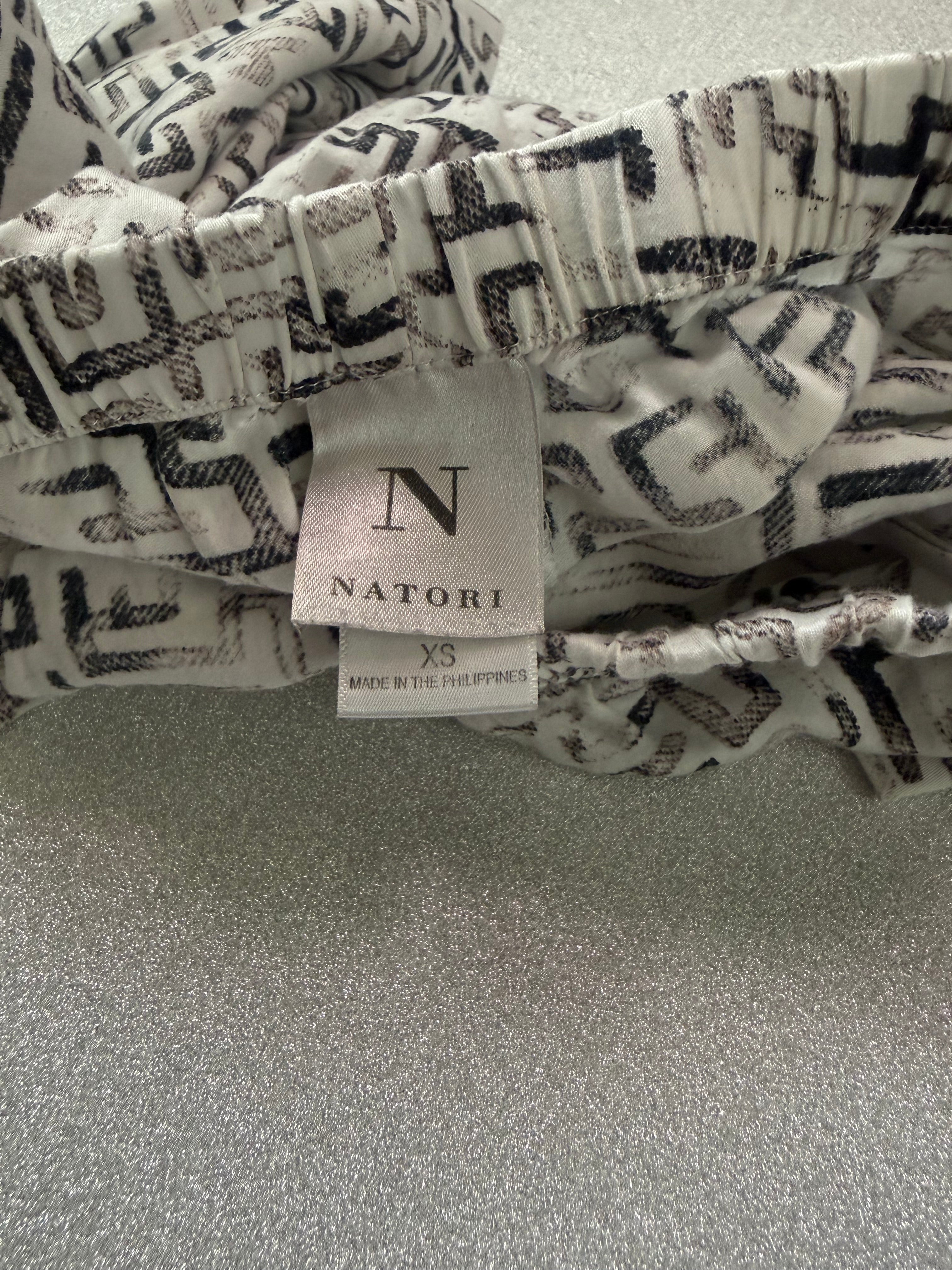 Natori 100% Cotton XS White with Black Maze Design Shorts